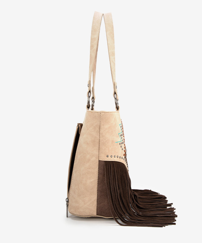 Montana West Aztec Fringe Concealed Carry Tote Bag for Women - Stylish CCW Purse with Hidden Gun Pocket - Perfect for Everyday Carry, Travel & Self Protection