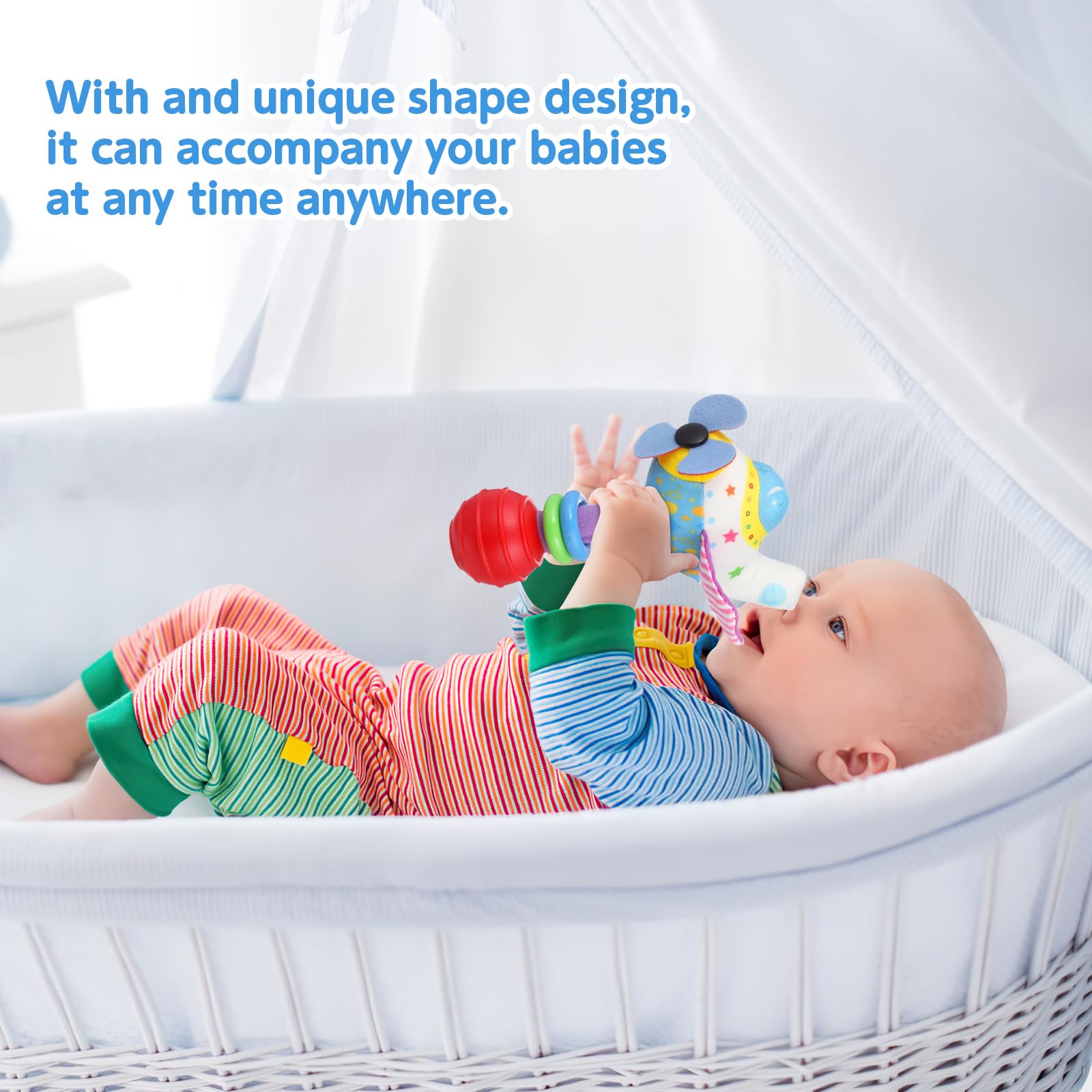 TOYANDONA Educational Baby Rattle Toy - Soft Cloth Airplane Puzzle with Bell Sound, Safe Stuffed Developmental Toy for Infants & Toddlers | Perfect for Sensory Play, Early Learning & Fun Gift for Kids