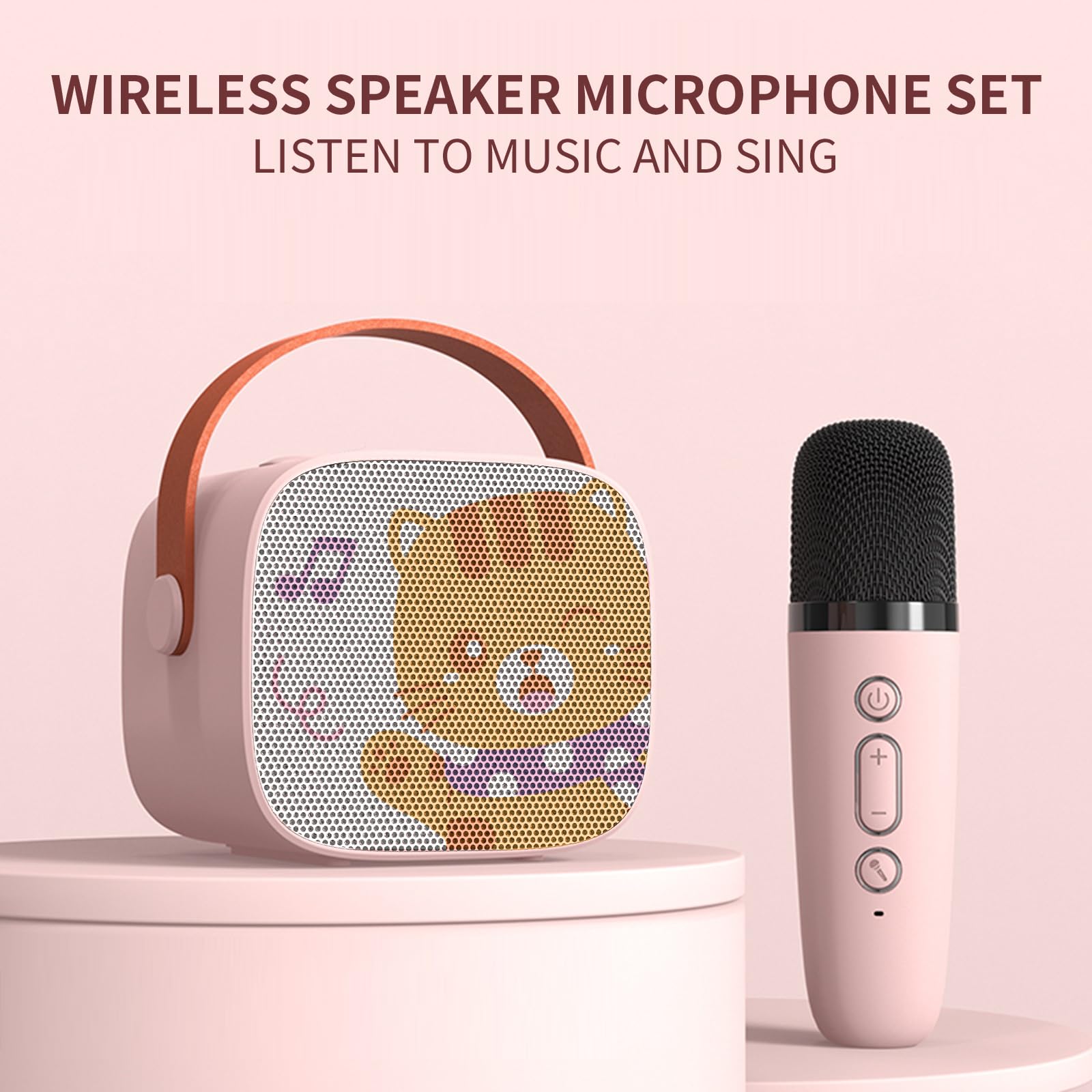 Portable Bluetooth Karaoke Machine for Kids with Wireless Microphone - Pink Cat Design | Kids Music Player Toy for Boys & Girls Ages 3-8+ | Perfect for Birthday Gifts, Home Singing & Party Entertainment