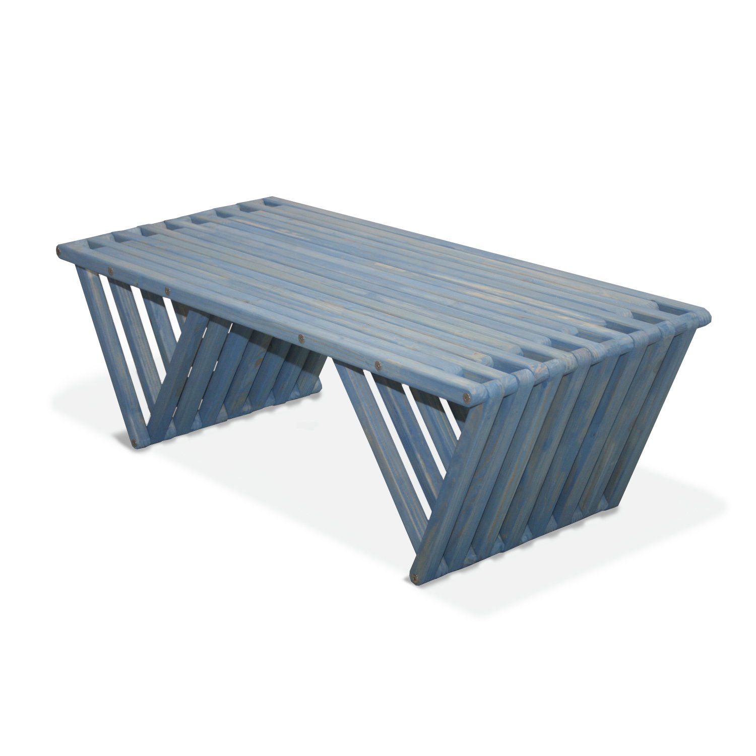 GloDea XQCT90 Modern Wood Coffee Table - Sky Blue Mid-Century Style for Living Room, Lounge & Office Decor