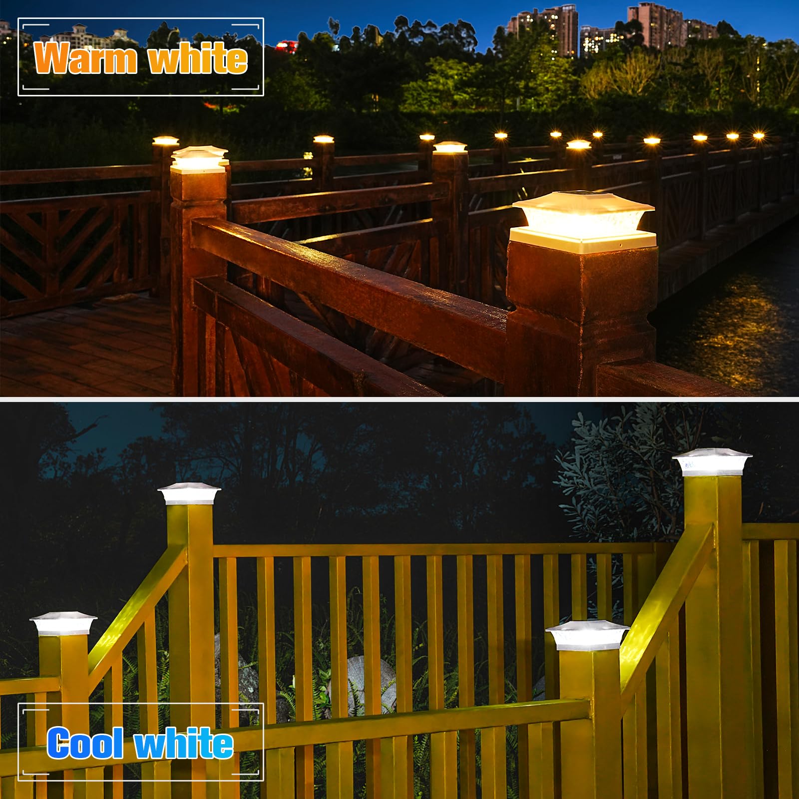 VOLISUN 12 Pack Solar Post Cap Lights for Outdoor 4x4 & 6x6 Wooden/Vinyl Fences - Waterproof Warm White LED with 2 Lighting Modes, ABS Shell Lens - Perfect for Patio, Garden, Deck, Pathway & Backyard Lighting