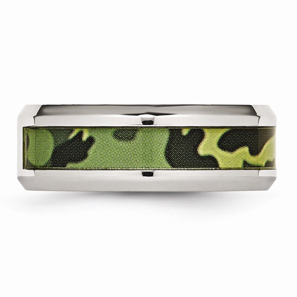 0.035ct Diamond 8mm Solid Stainless Steel Camouflage Men's Wedding Band Ring - Perfect for Military, Outdoor & Everyday Wear