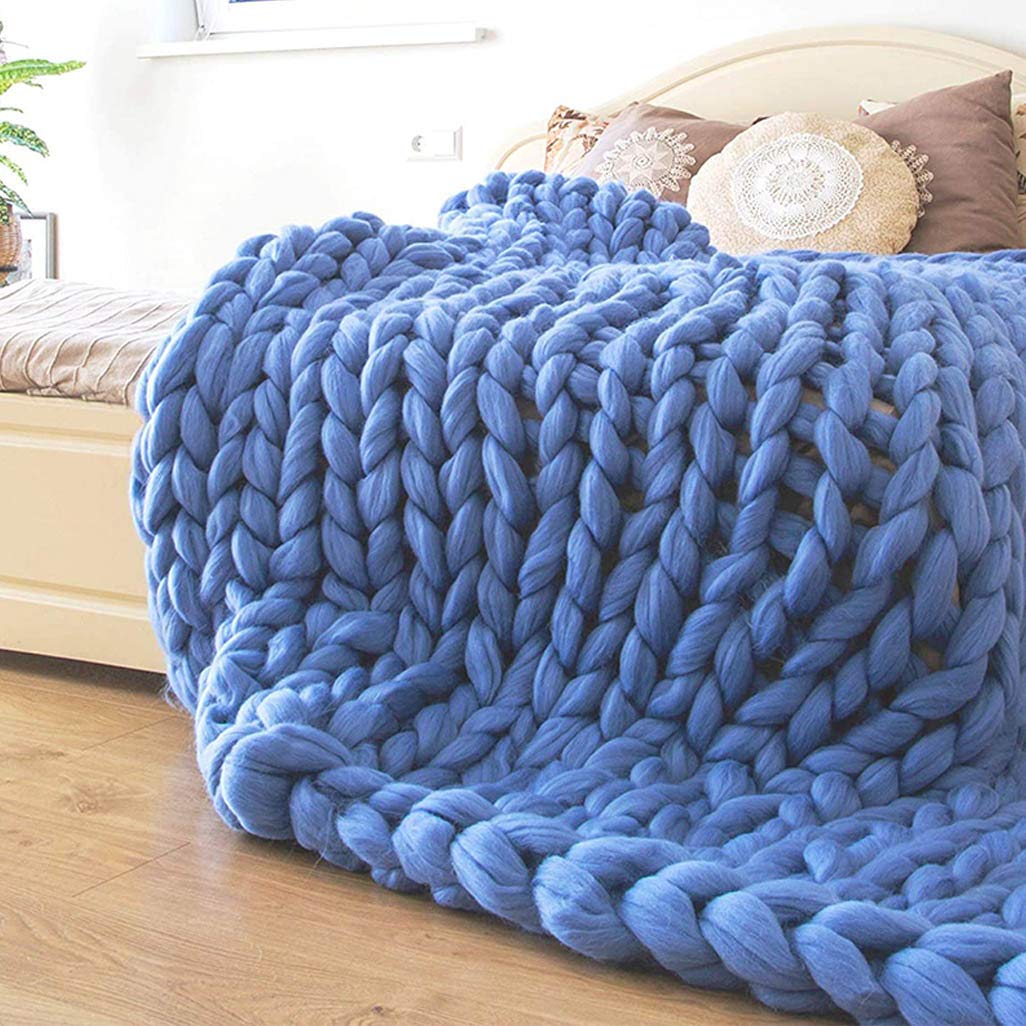 QIMO Chunky Knit Luxury Throw Blanket - Ultra Soft Cozy Chenille Oversized Blanket for Bed, Couch & Sofa | Warm Home Decor Perfect for Living Room, Nursery & Winter Nights