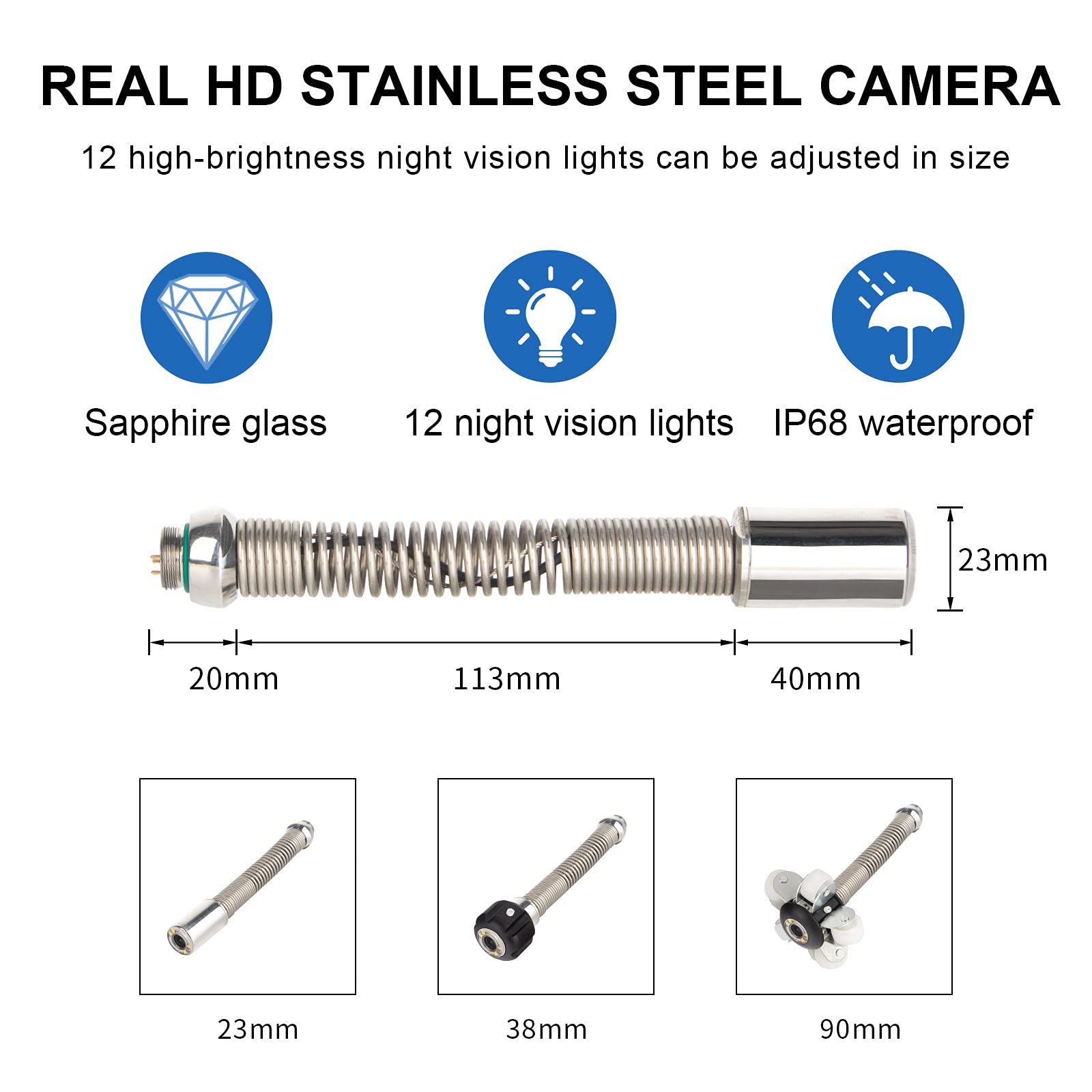 **HD 1080P Sewer Inspection Camera with 131ft Cable, 10.1