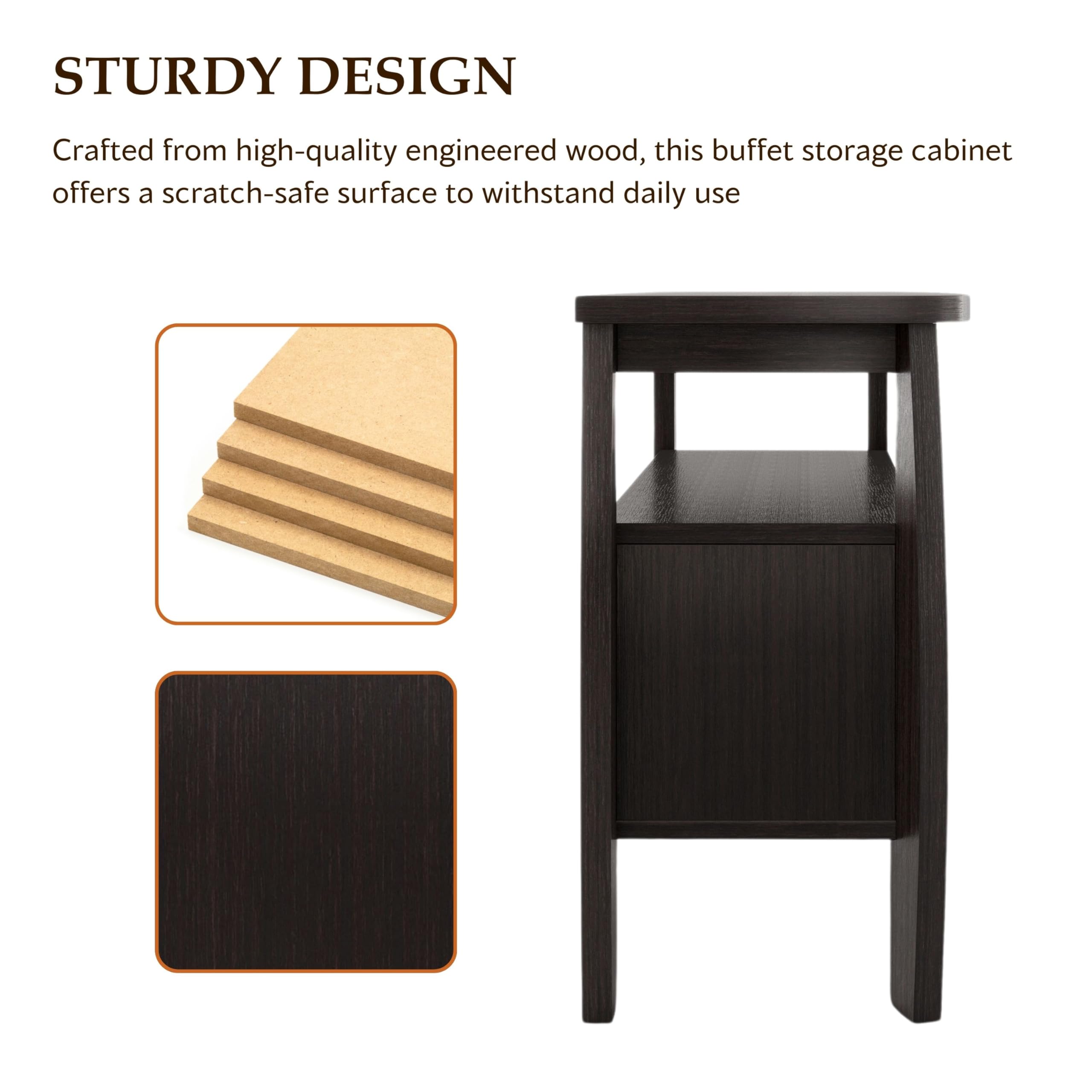 Furniture of America Clyton Modern Kitchen Buffet Storage Cabinet with Doors & Shelves - Wood Sideboard Table, Coffee Bar & 9-Grid Wine Rack for Dining Room, Living Room - Dark Espresso Finish - Perfect for Entertaining, Storage & Home Decor