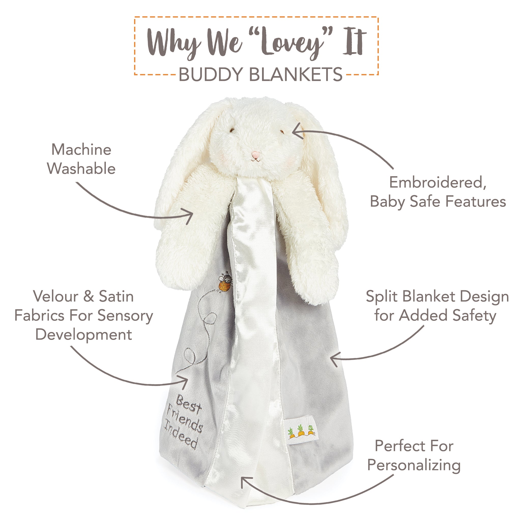 Bunnies Do Delight! Bloom Gift Set in Gray - Perfect for Easter Gifts, Baby Showers & Spring Home Decor
