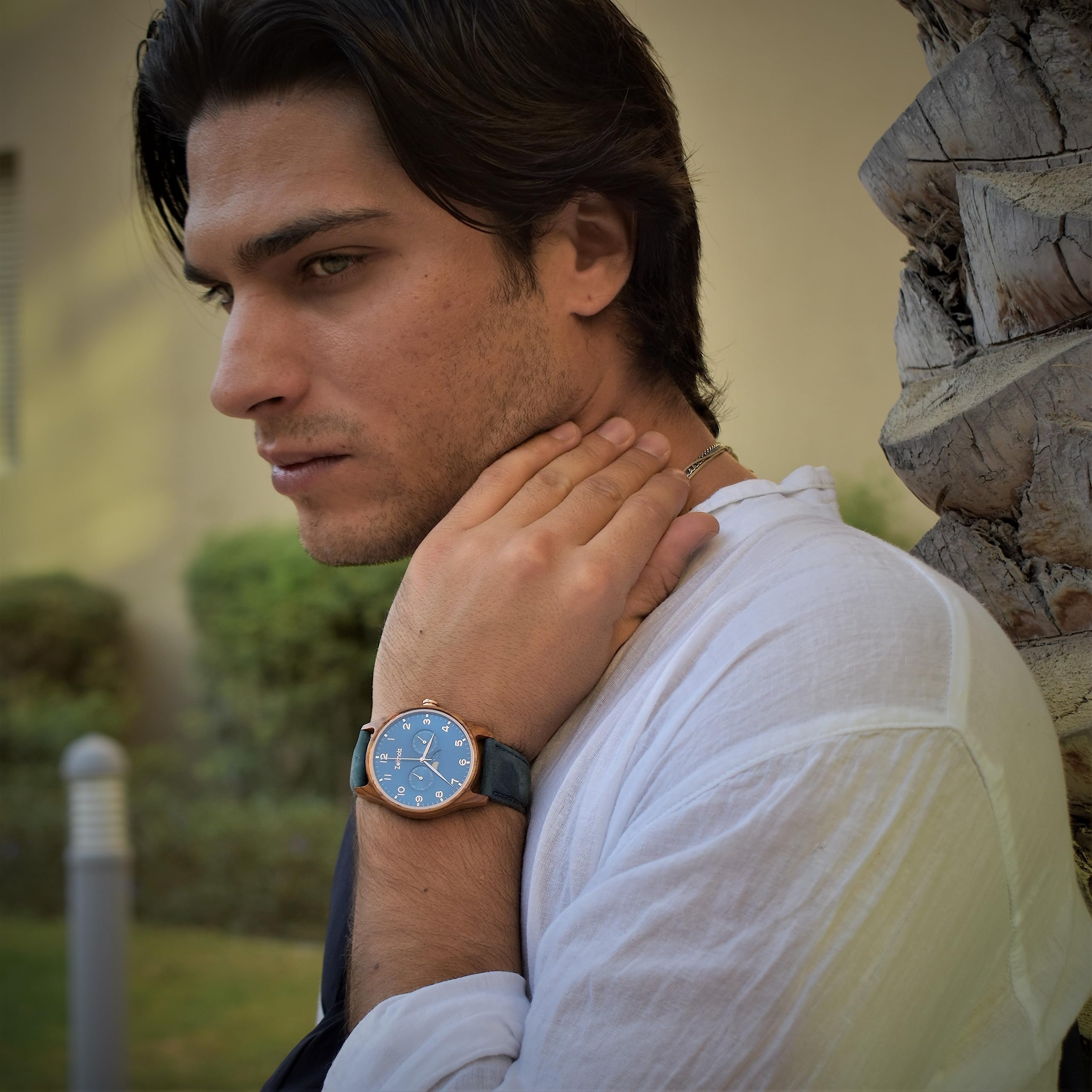 Zeitholz Men's Wooden Watches - 42mm Analog Wood Watch with Japanese Quartz Movement - Stylish & Eco-Friendly Gifts for Men - Perfect for Casual Wear, Outdoor Adventures & Special Occasions