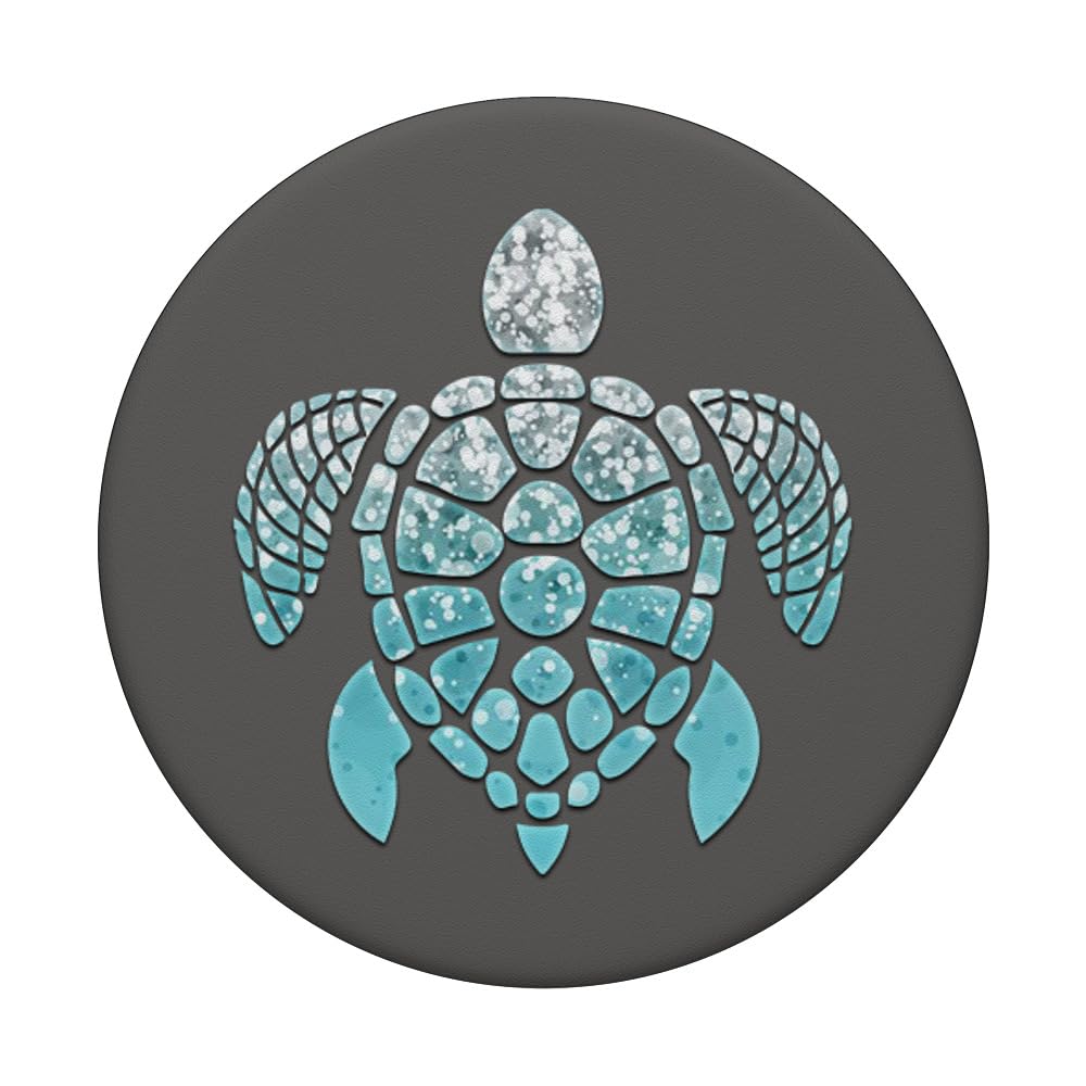 Light Blue Pattern Turtle Space Gray PopSockets Adhesive PopGrip - Phone Grip Stand for iPhone, Samsung & Smartphones - Perfect for Gaming, Selfies & Daily Use