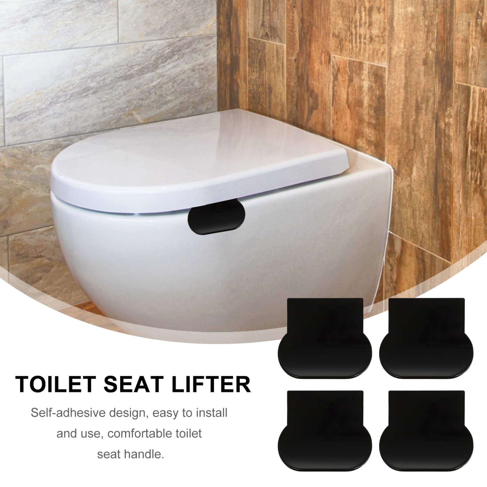 DOITOOL 4-Pack Toilet Seat Cover Lifters - Durable Bathroom Accessories for Home, Office, Hotel & Restaurant - Black (Ideal for Hands-Free Hygiene & Easy Cleaning)