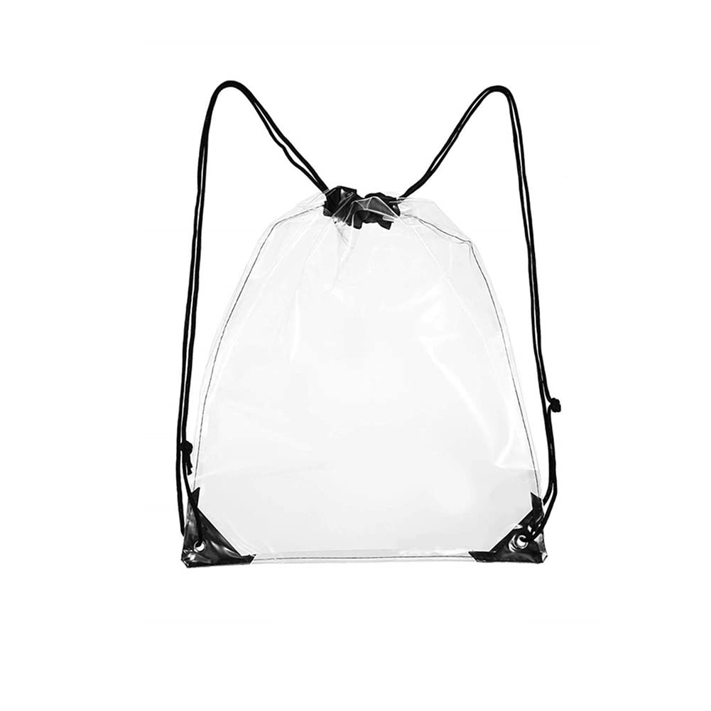 2 Pack Clear PVC Drawstring Backpacks - Waterproof & Lightweight Beach Bags for Swimming, Gym, Travel & Outdoor Activities