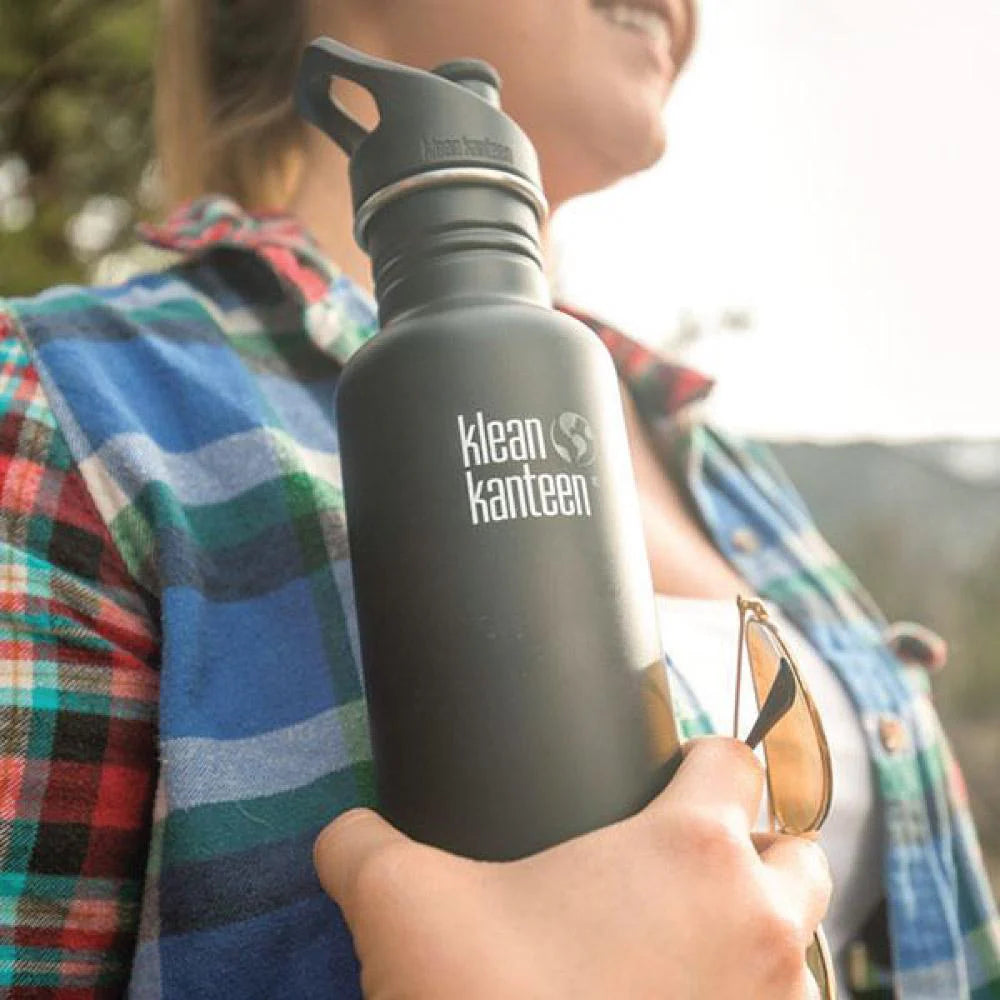 Klean Kanteen 27oz (800ml) Stainless Steel Water Bottle with Sport Cap - Leakproof & BPA-Free for Hiking, Gym & Outdoor Activities