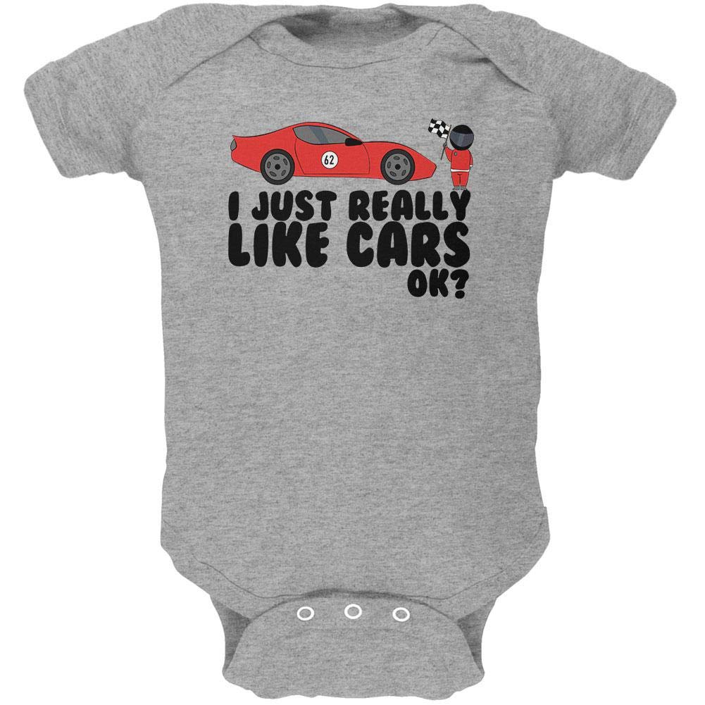 Old Glory 'I Just Really Like Cars' Cute Soft Baby One-Piece Bodysuit - Perfect for Playtime, Outings & Car-Themed Photoshoots