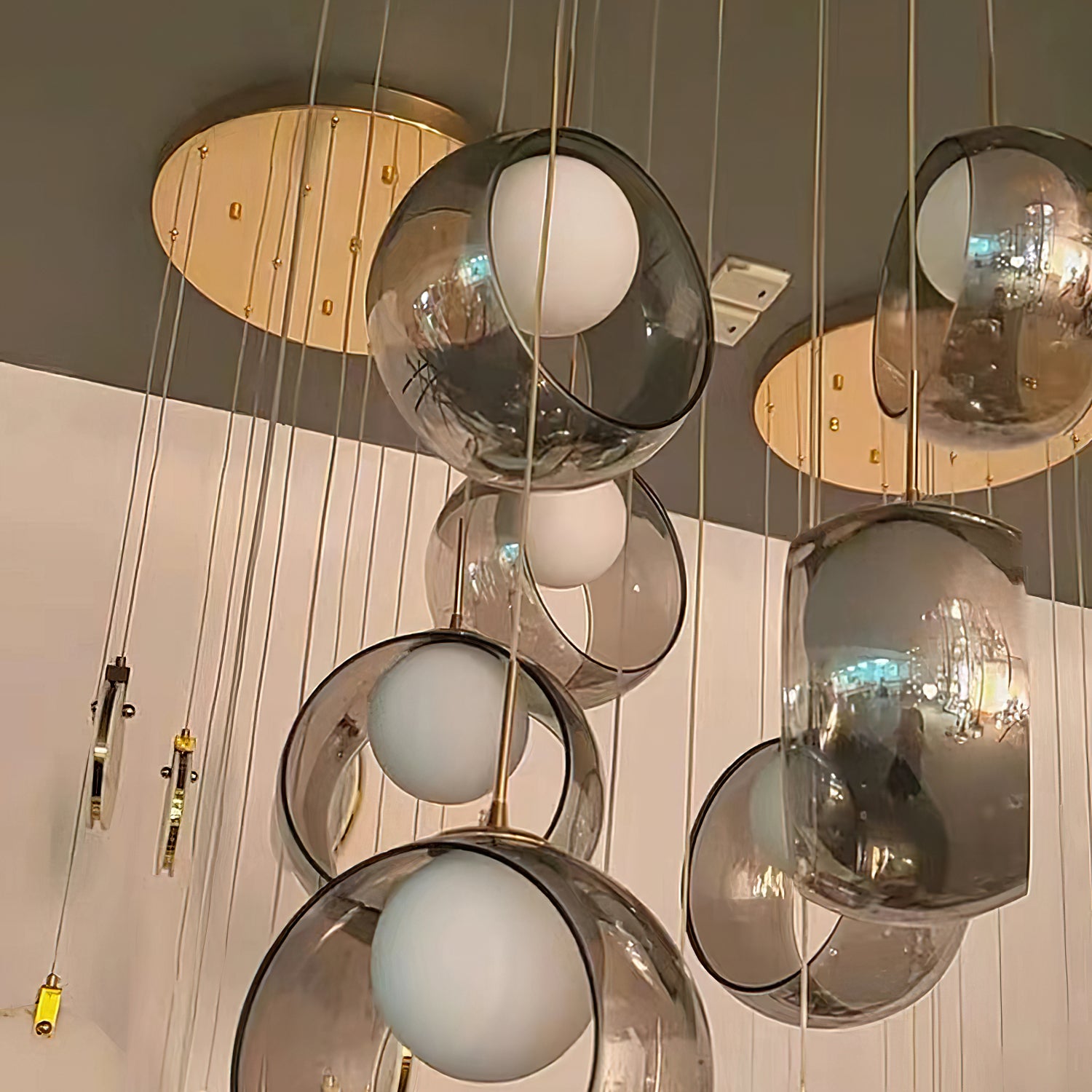 Iridescent Globe Pendant Lamp - Modern Glass Hanging Light Fixture for Living Room, Bedroom, Dining Room & Office Decor