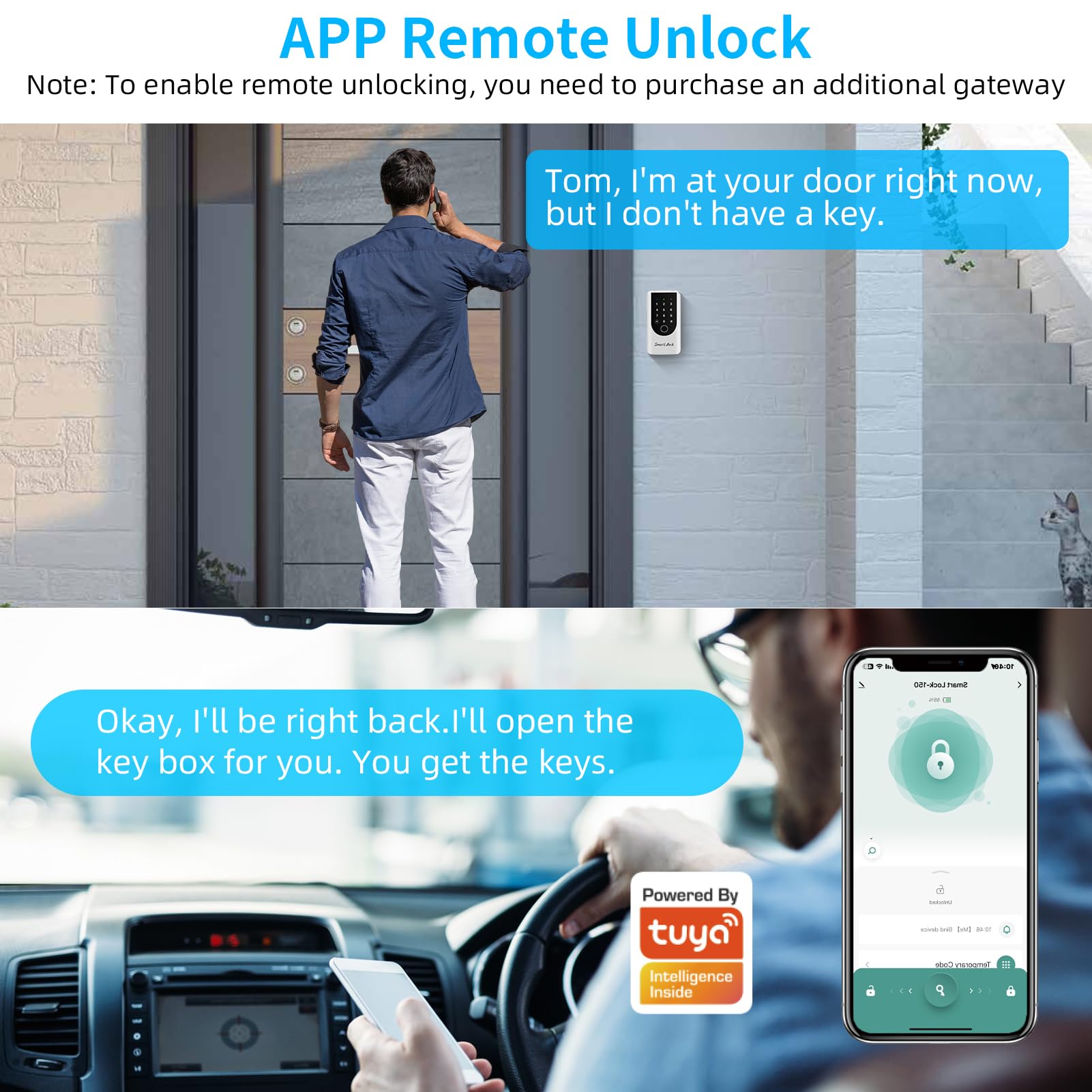 Waterproof Smart Key Lock Box with Fingerprint, Keypad, Bluetooth & Tuya App - IP66 Outdoor Security Box with Built-in Doorbell for Home, Airbnb, Vacation Rental & Property Management