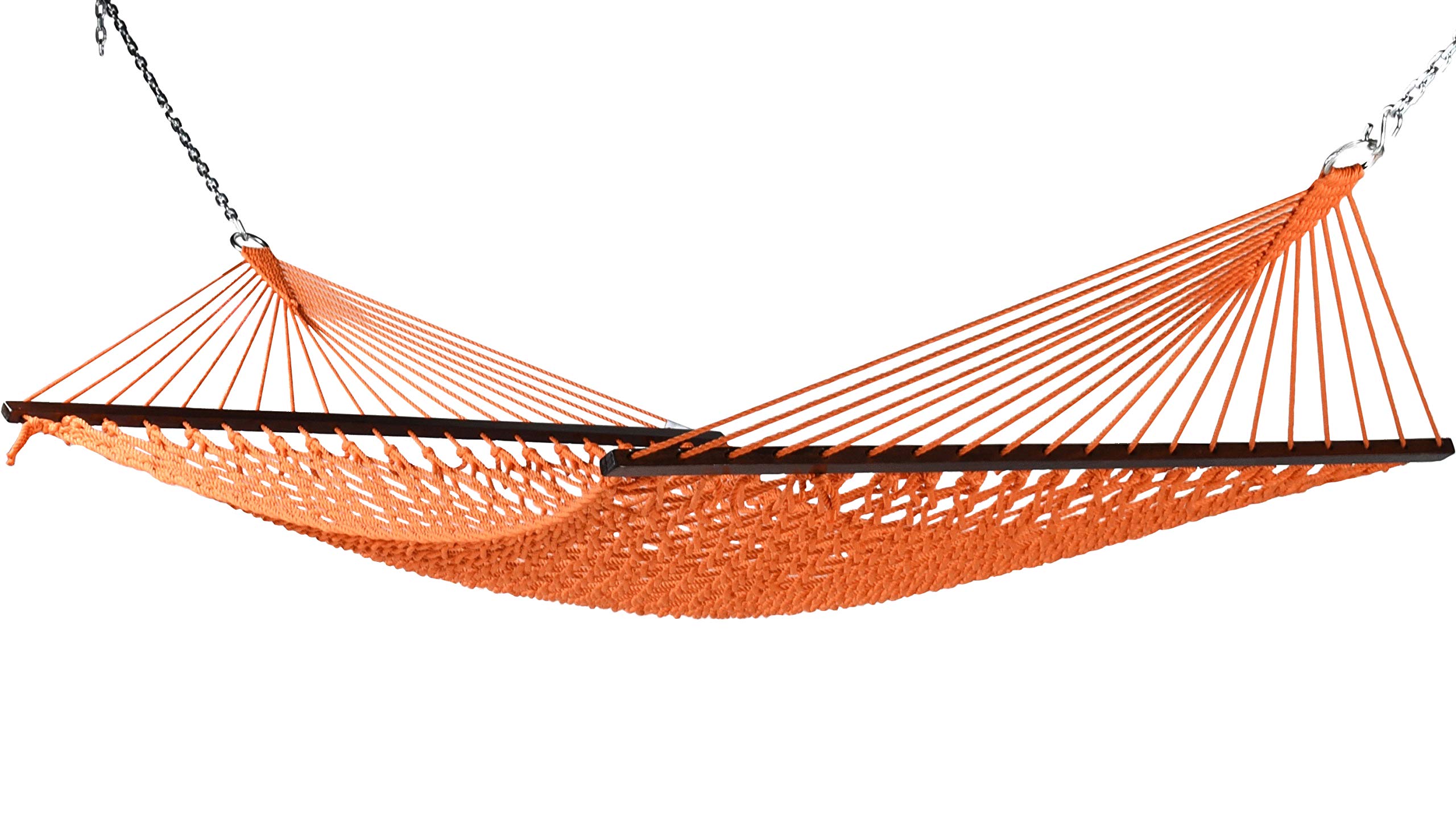 55-Inch Caribbean Rope Hammock - Soft-Spun Polyester Outdoor Swing Bed (Orange) - Perfect for Backyard, Beach, and Patio Relaxation