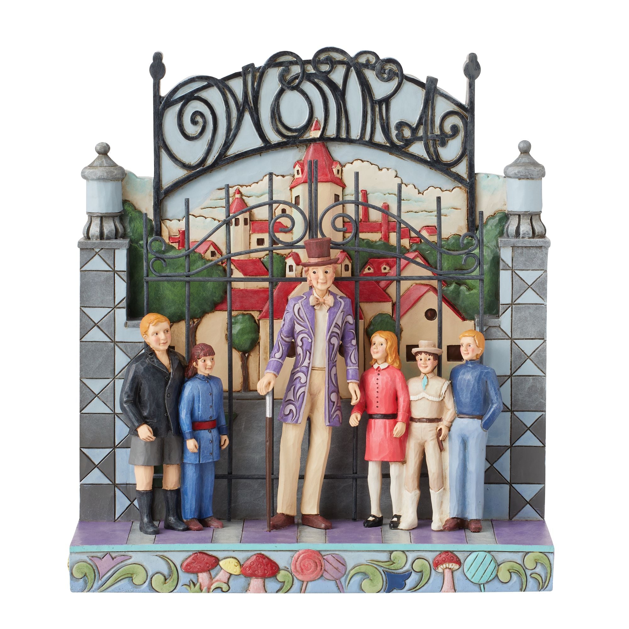 Willy Wonka with Children by Gate - Vintage Collectible Figurine for Movie Fans & Home Decor