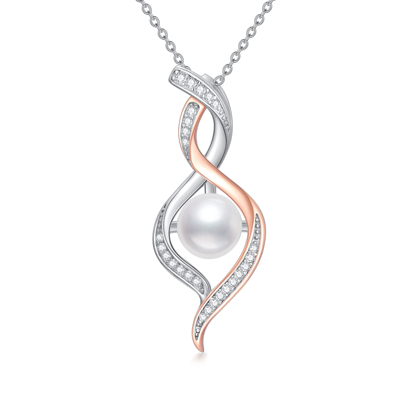 Zoeniya Pearl Pendant Necklace - Sterling Silver for Women, Gift for Her - Perfect for Weddings & Anniversaries