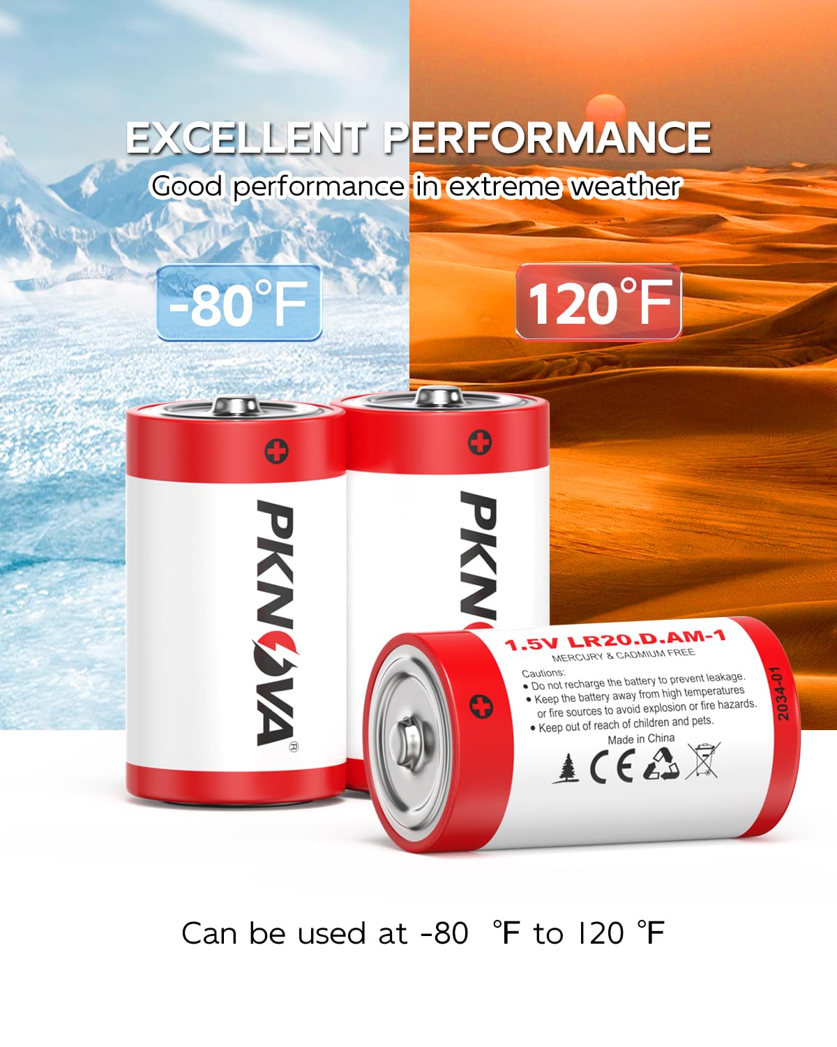 8 Pack D Batteries 1.5V LR20 Alkaline D Cell - Long Lasting Power for Flashlights, Toys, Radios & Household Devices - Ideal for Outdoor Camping & Emergency Use