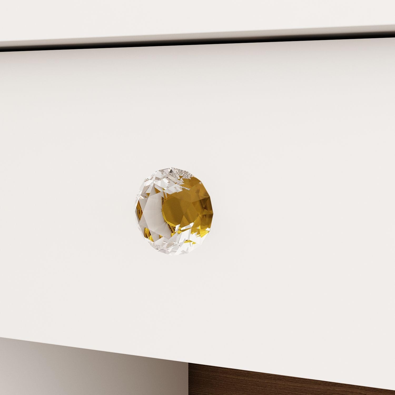 MOUMON White Makeup Vanity Desk with LED Lights & Crystal Handles - 43.3