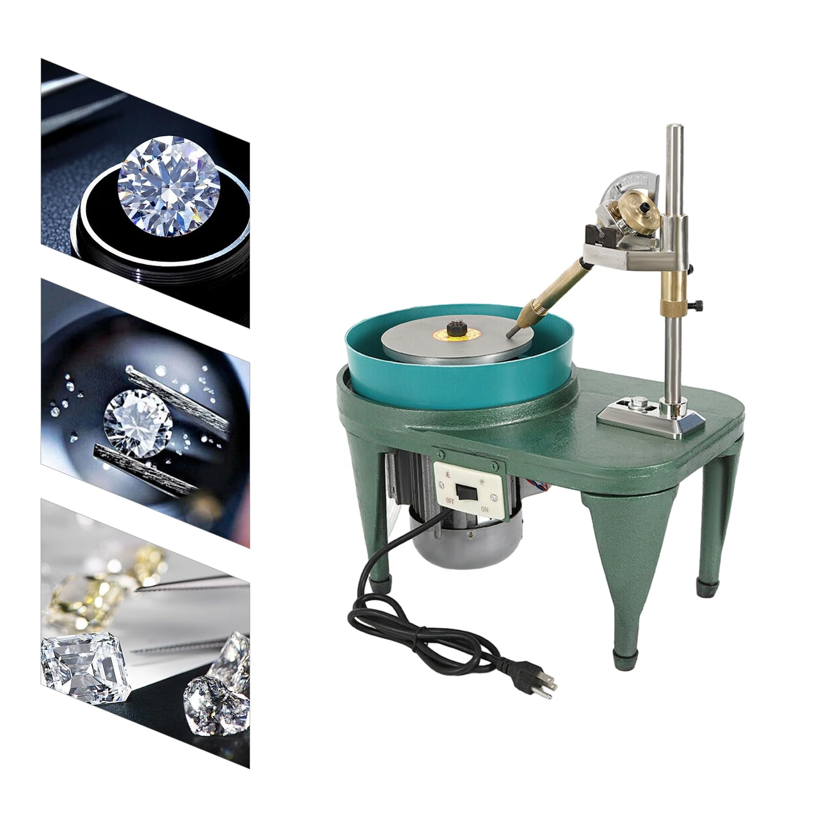 Professional Gem Faceting Machine - 180W 110V Jewelry Polisher with Angle Adjustment & Faceted Manipulator for Jade, Gemstones & Crystal Grinding | Perfect for Jewelry Making, Lapidary & DIY Crafting