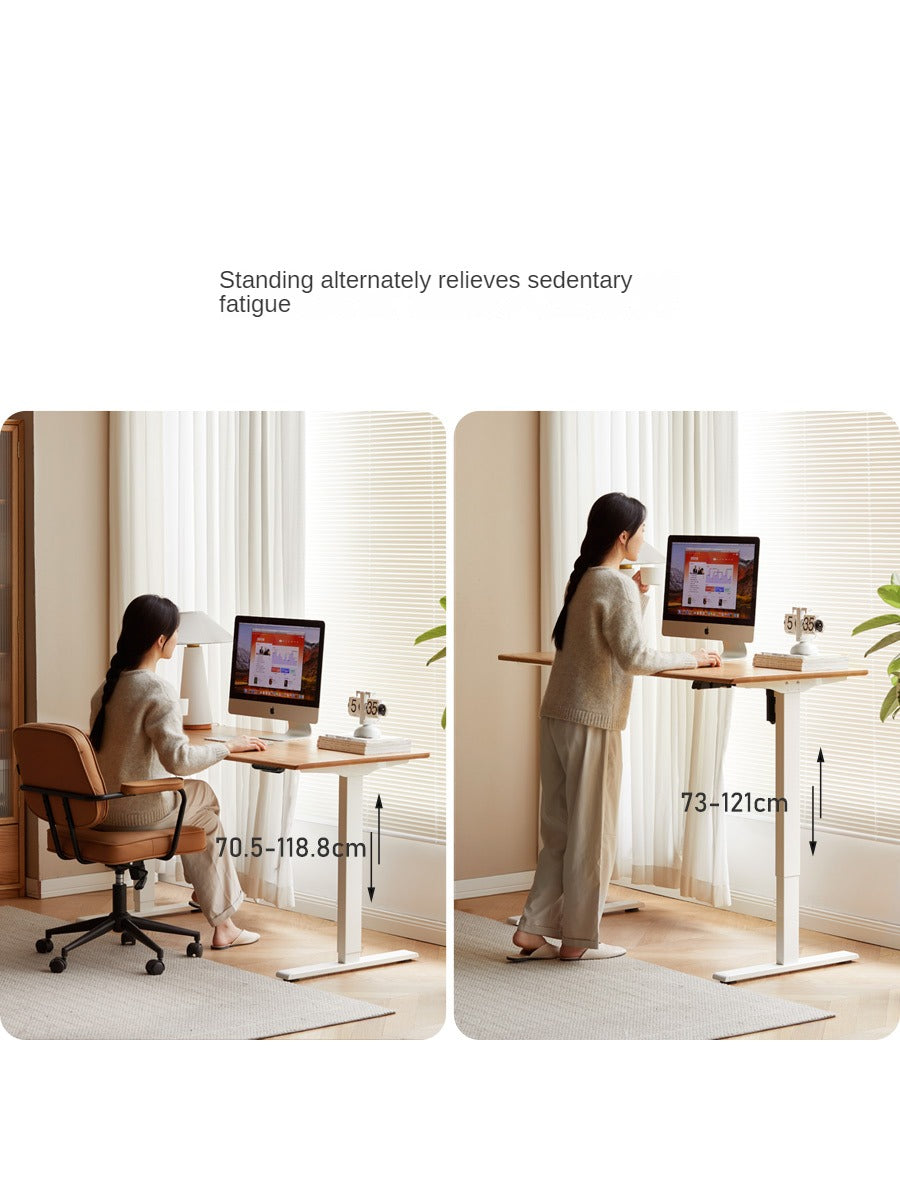 Premium Solid Oak & Black Walnut Electric Height Adjustable Standing Desk - Ergonomic Home Office Workstation for Remote Work & Study