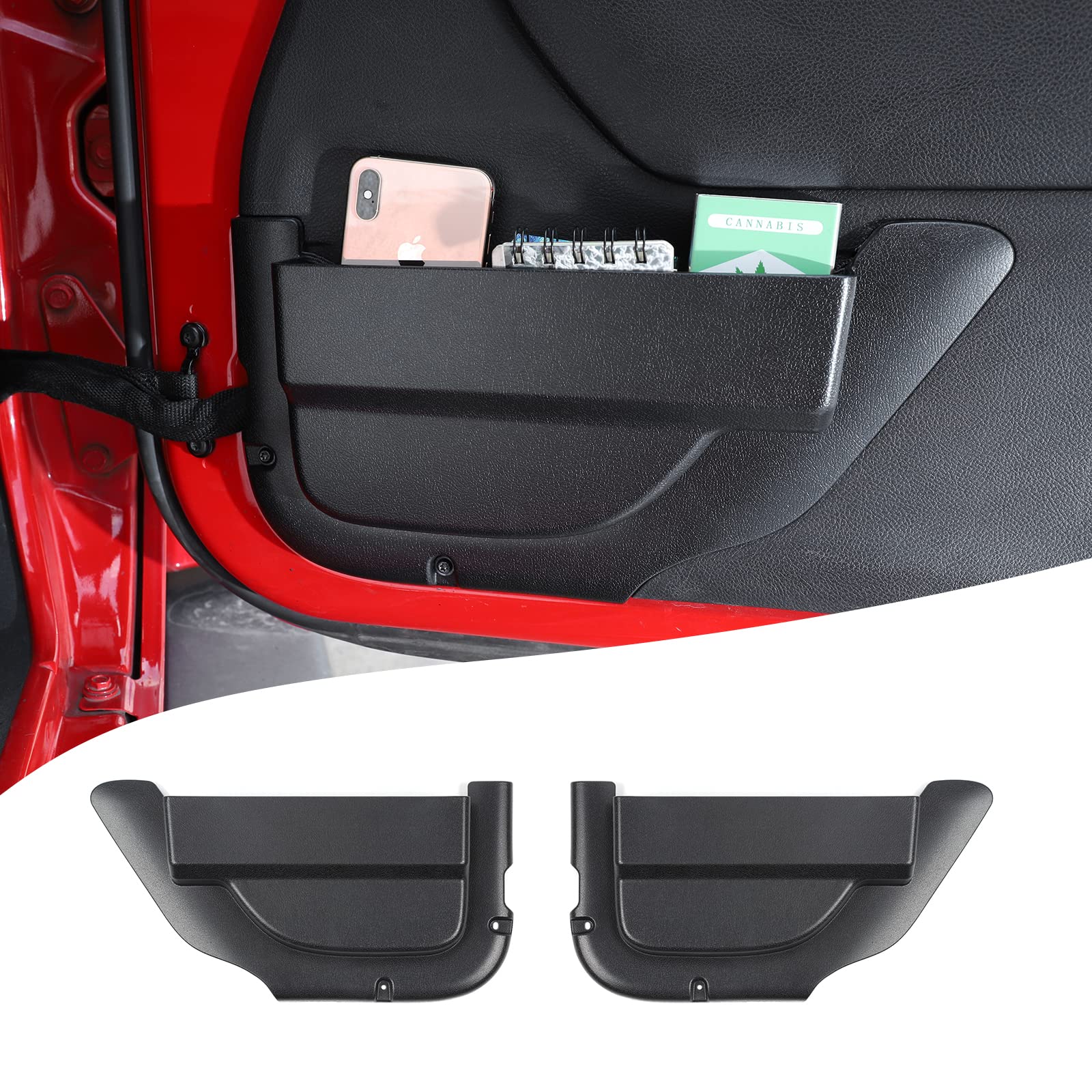 CheroCar Jeep Wrangler JK 2011-2017 Front Door Storage Organizer - Replacement Door Net Pocket & Interior Accessory Box for 2/4-Door Models | Perfect for Off-Road Gear Organization & Adventure Trips