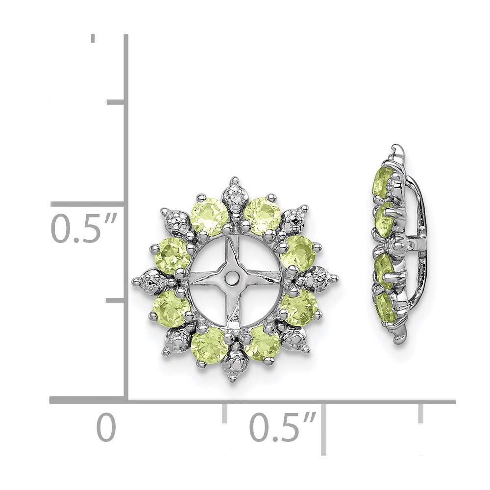 925 Sterling Silver Rhodium Plated Diamond & Peridot Earring Jackets - Elegant Dangle Earrings for Women, Perfect for Weddings, Parties & Special Occasions