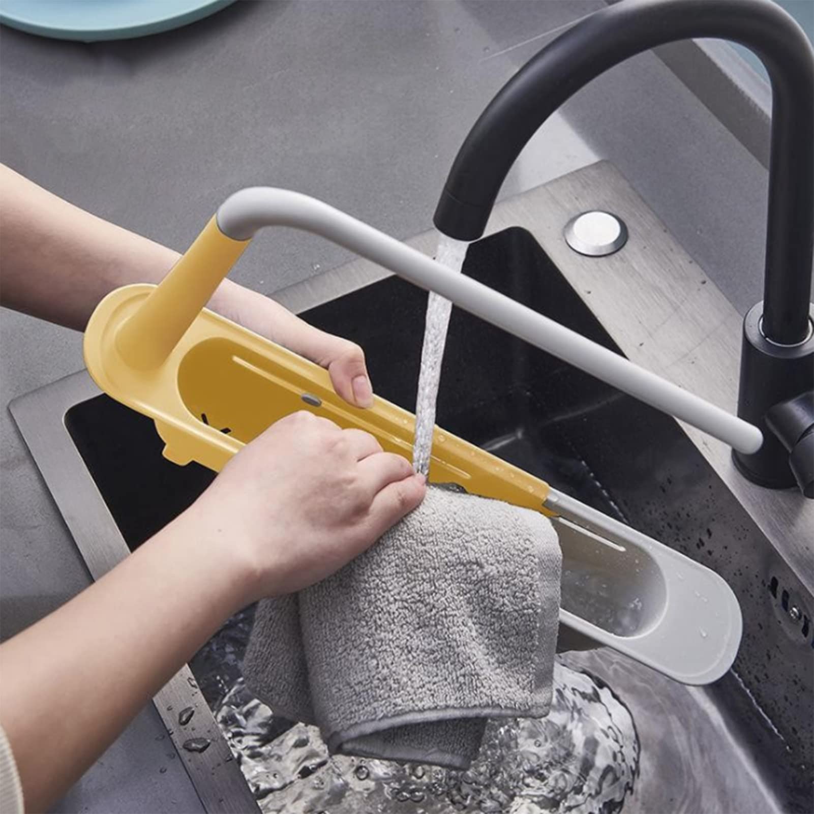 Stainless Steel Retractable Kitchen Sink Organizer - Expandable Drain Rack, Dish Towel & Sponge Holder for Countertop - Perfect for Small Kitchen Organization & Space Saving