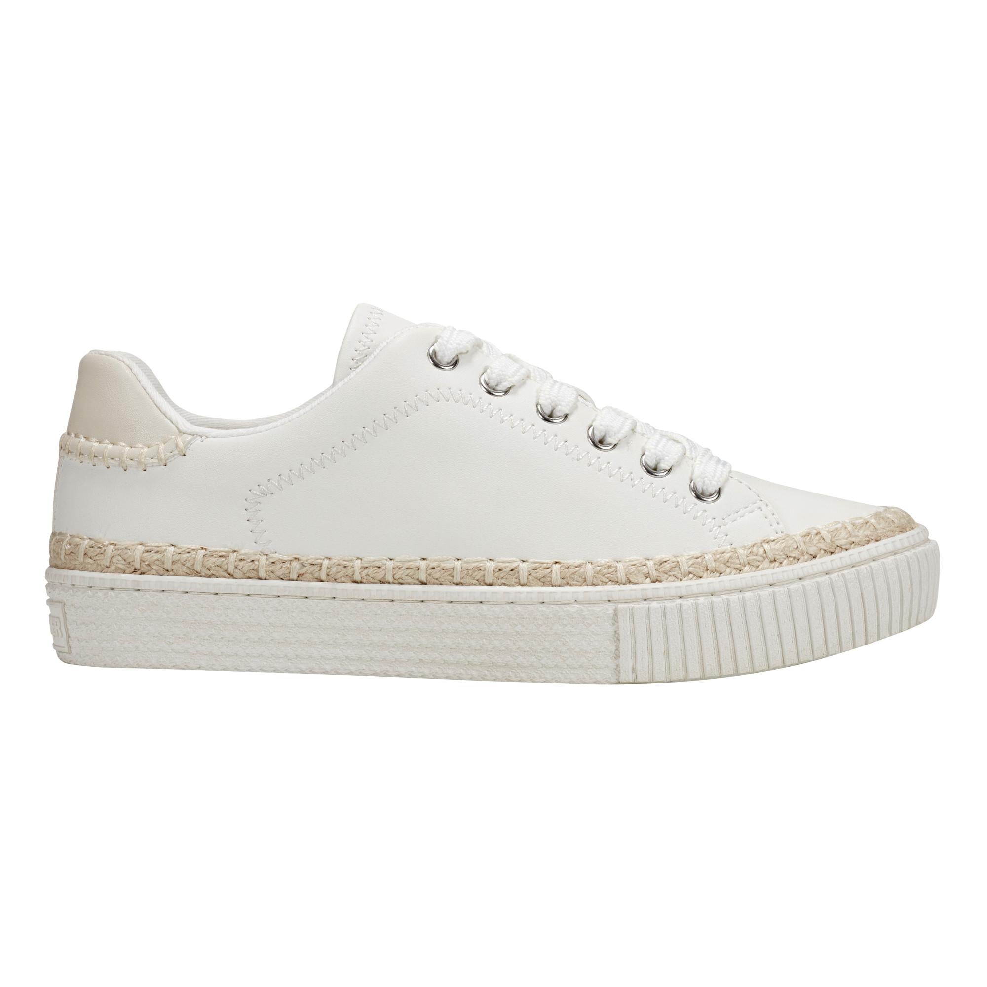 Marc Fisher Women's Spryng Off White/Light Beige Nappa PU893 M Sneakers - Comfortable Casual Walking Shoes for Work, Travel & Everyday Wear