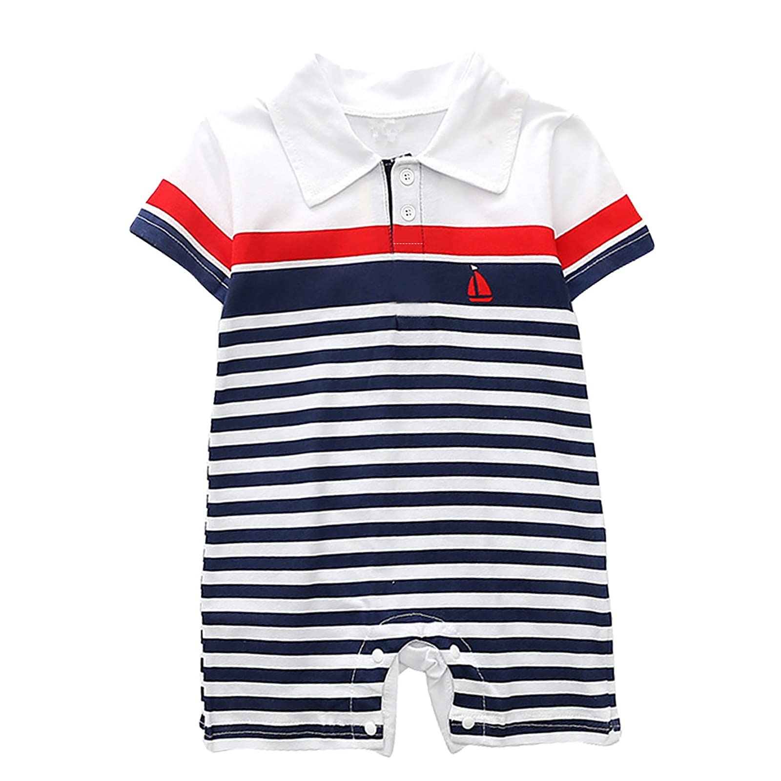 Egbsmy Newborn Baby Cute Ruffle Jumpsuit - Striped Short Sleeve Romper for Boys & Girls | Perfect for Photoshoots, Playdates & Everyday Wear