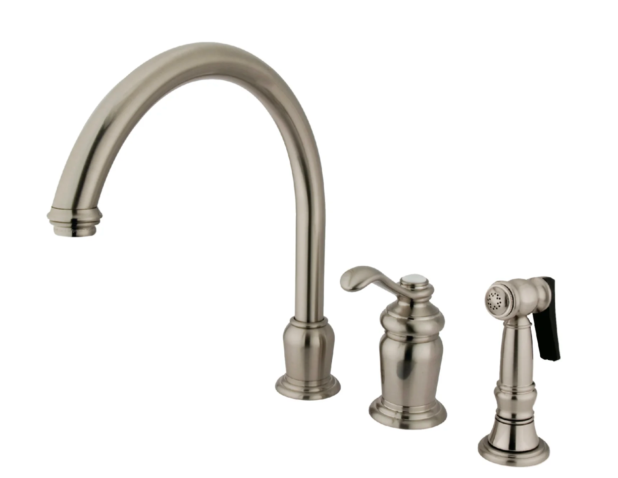 Single Handle 3 Hole Deck Mount Widespread Kitchen Faucet with Pull Down Sprayer - Perfect for Modern Kitchens, Dishwashing & Food Prep