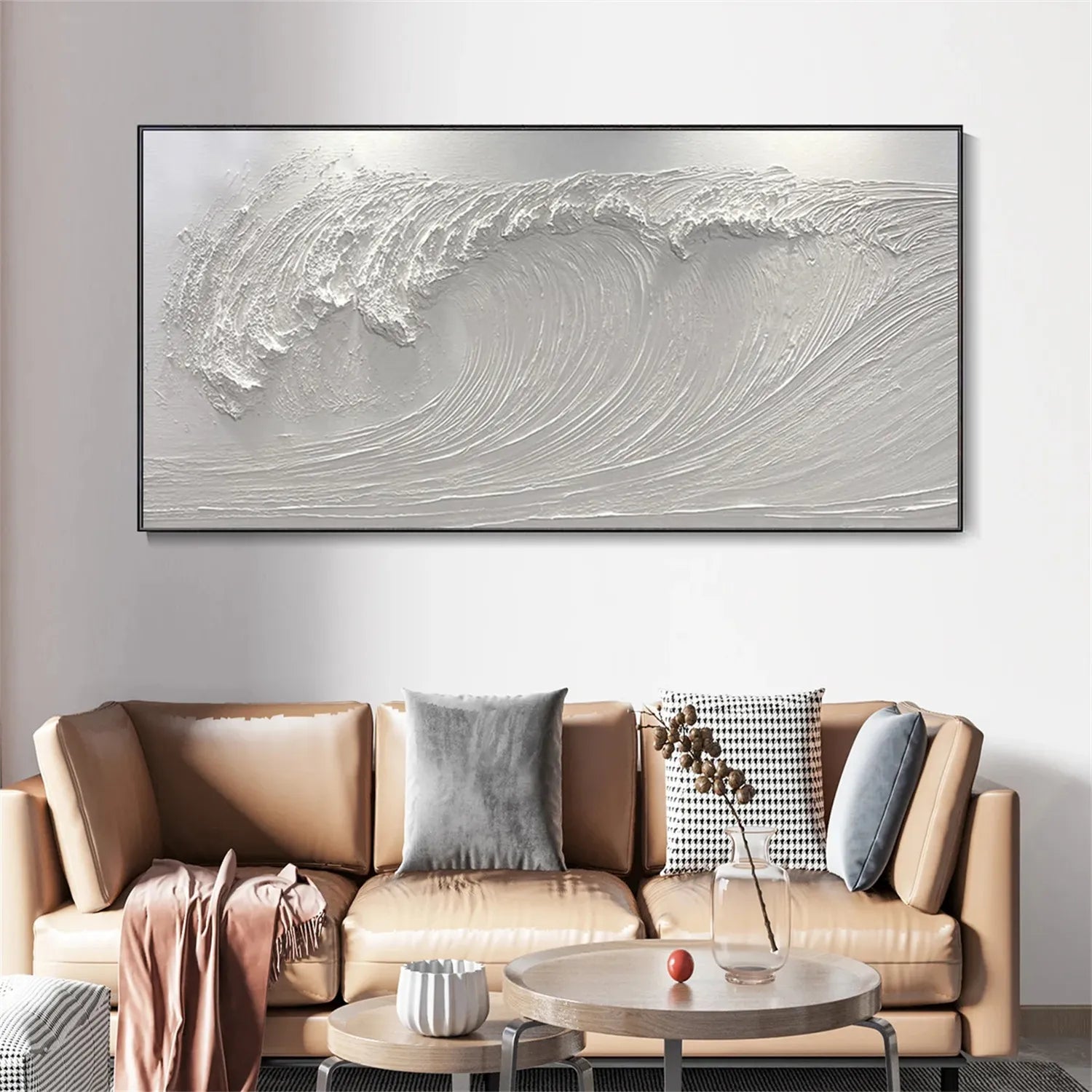 White Minimalist Textured Painting Canvas #MM270 - Premium Abstract Wall Art for Modern Home & Office Decor