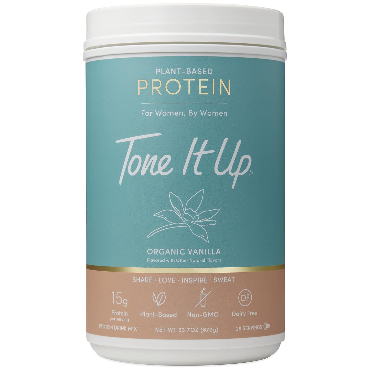 Tone It Up Organic Plant-Based Protein Powder for Women - Pea Protein, Sugar-Free, Gluten-Free, Dairy-Free, Kosher - 15g Protein per Serving | Post-Workout Recovery & Healthy Meal Replacement
