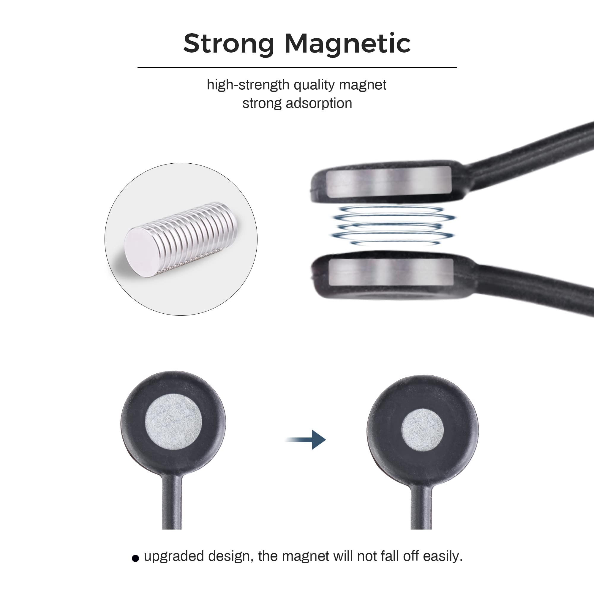 EUREKA ERGONOMIC 10 Pack Reusable Magnetic Cable Ties - Strong Rubber Twist Ties with Magnet for Wire, Cord & Cable Management - Organize Under Desk, Home Office, Car & Workshop (Black)