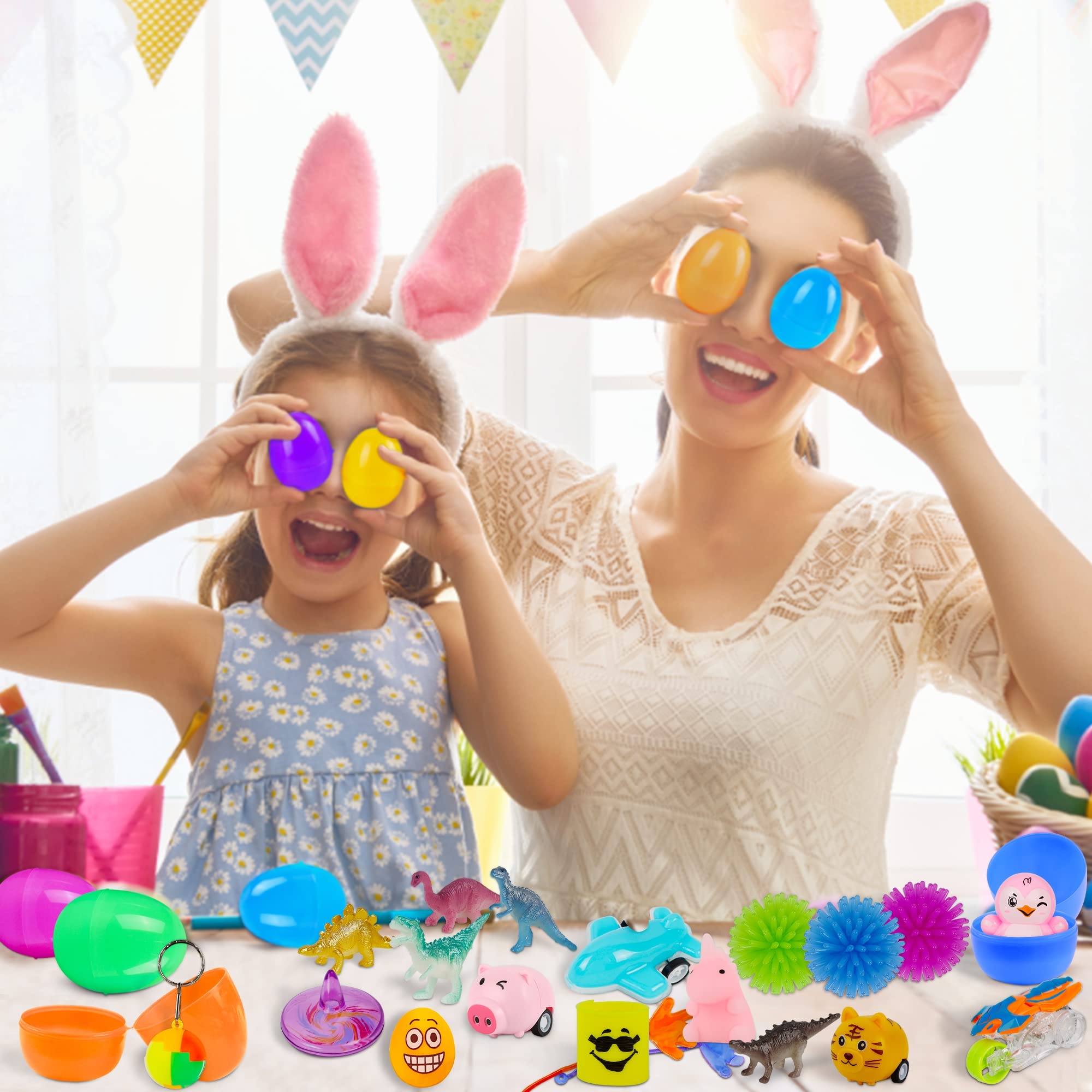 Lulu Home 80 Pack Easter Eggs with Surprise Toys Inside - Easter Egg Hunt Game Set, Kids Birthday Party Favors, Easter Basket Fillers & Holiday Gifts for Boys & Girls - Perfect for Easter Celebrations, Birthday Parties & Classroom Activities