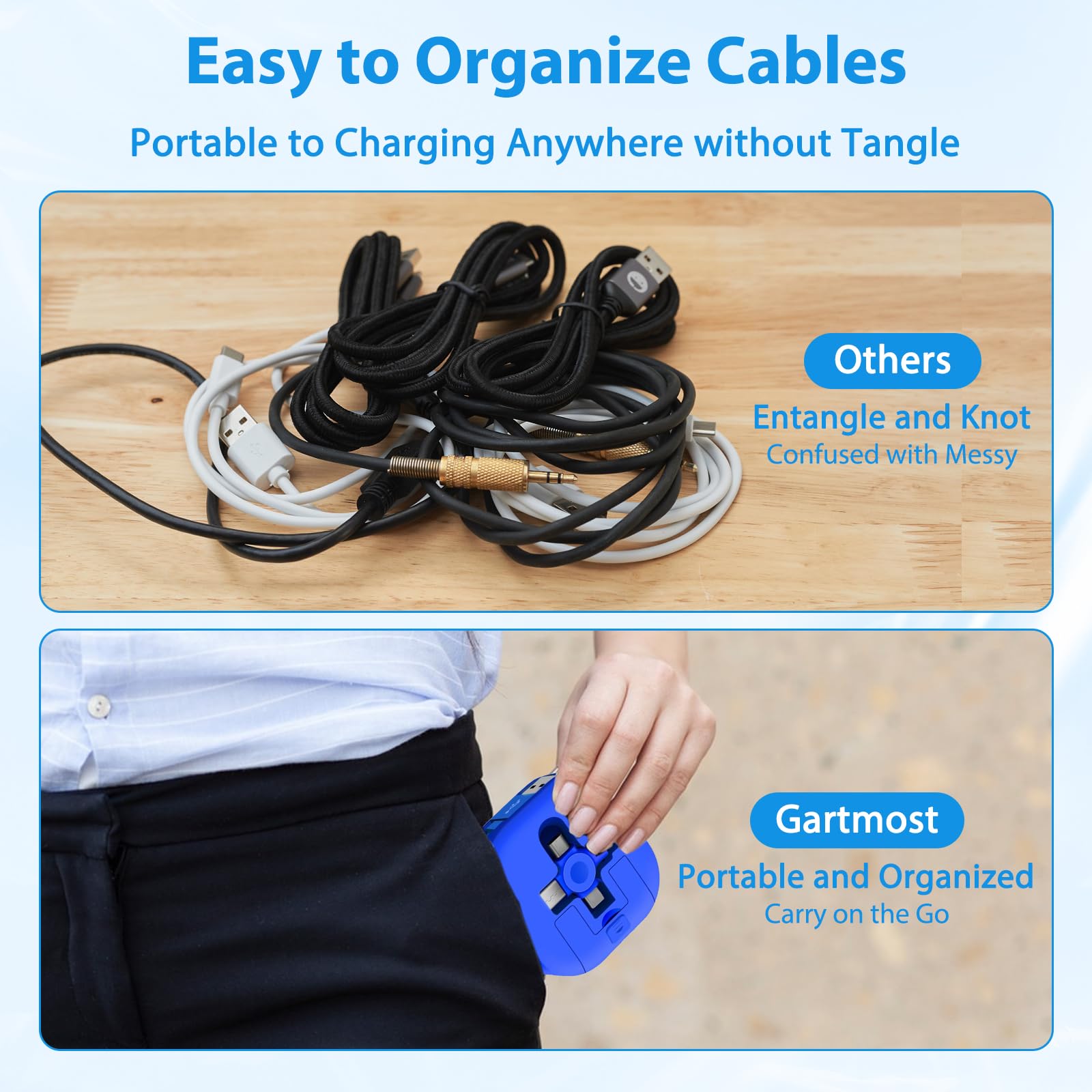 Nadiaen 3-in-1 Retractable Charging Cable - Fast Charging & Data Sync for iPhone, Samsung Galaxy, Huawei, PS, Tablets (Blue/Black/Red) | Perfect for Home, Office & Travel Accessories