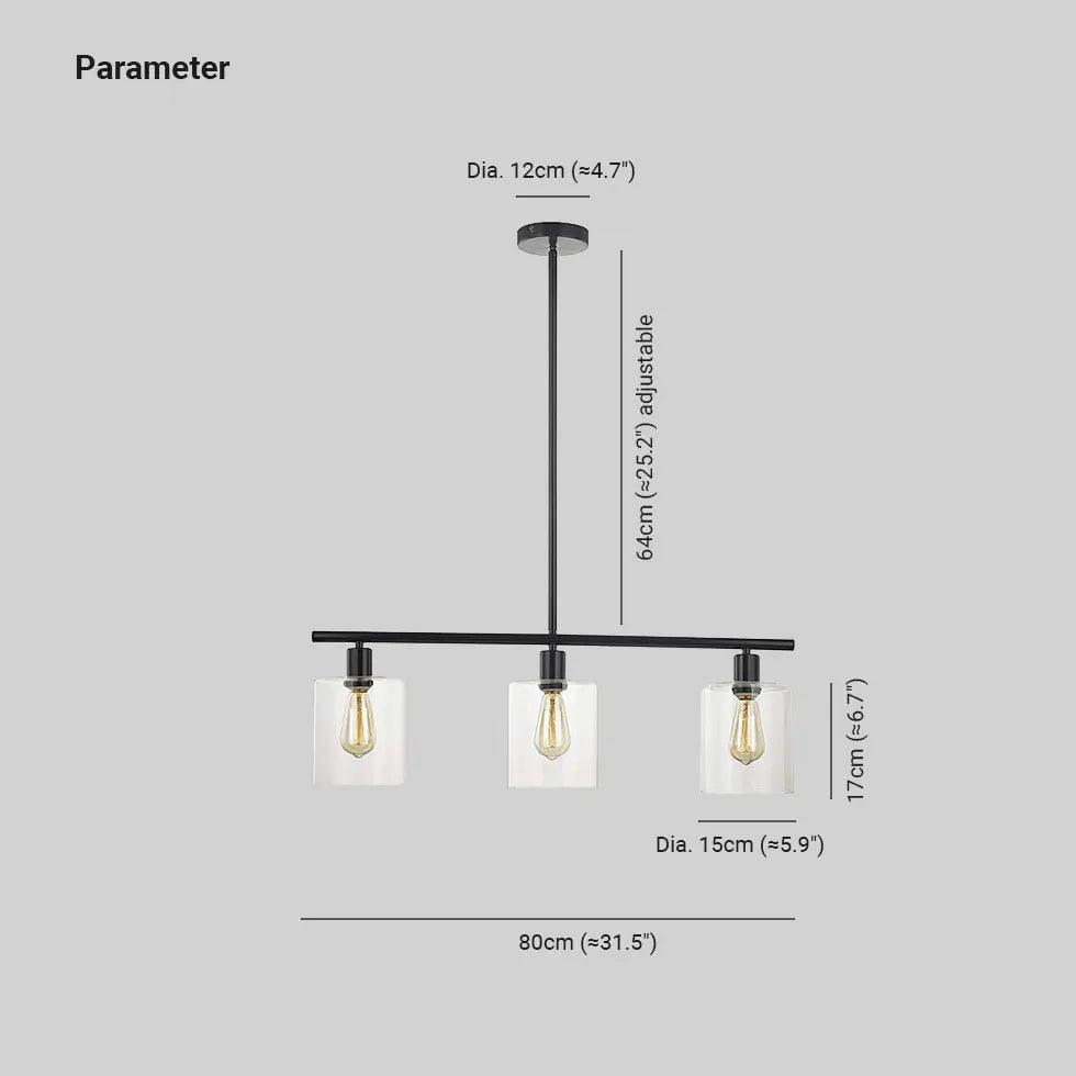 Modern Square Transparent Black Industrial Chandelier - Sleek Ceiling Light Fixture for Dining Room, Kitchen, or Living Room Decor