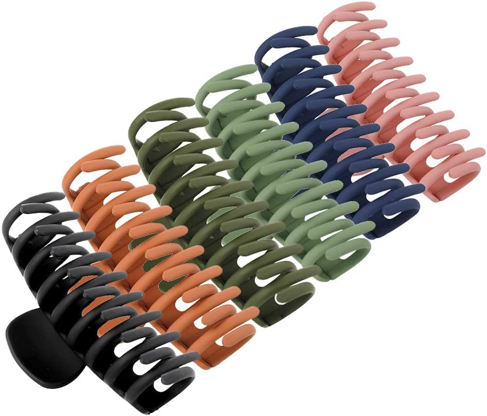 ALIBA COLLECTION 6 PCS Large Non-Slip Hair Claw Clips - Strong Hold Jaw Clips for Women & Girls (3.6 Inch) - Perfect for Straight, Curly & Wavy Hair - Great for Work, School, Gym and Everyday Styling