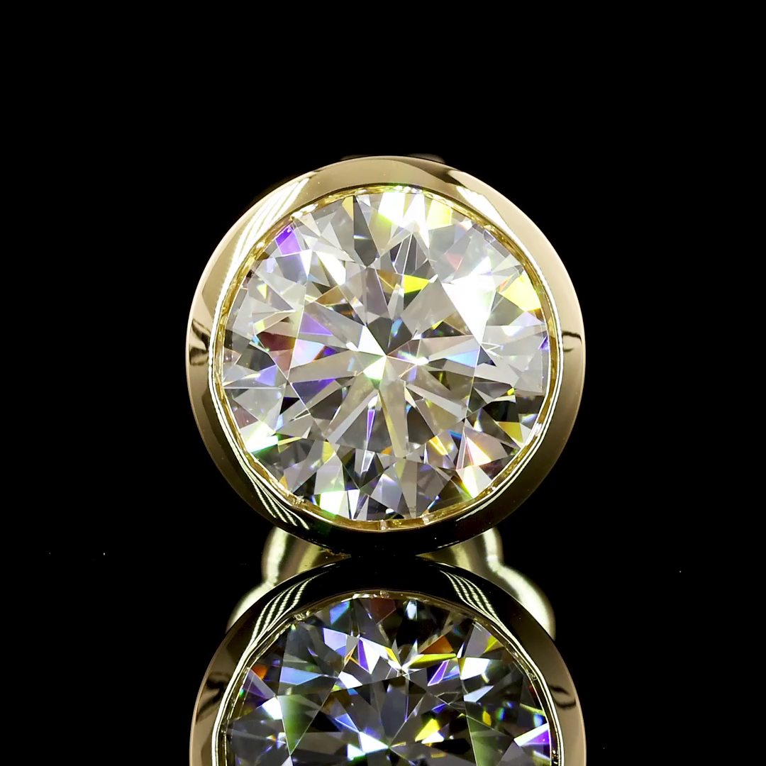 2.08 Carat Lab Grown Round D VVS1 Diamond Stud Earrings in 14K Yellow Gold - Perfect for Weddings, Anniversaries & Special Occasions