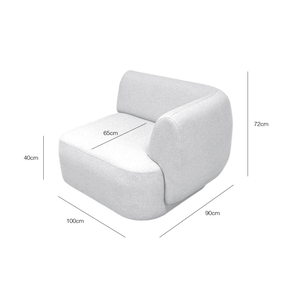 Pebble Right Arm Sectional Chair with EcoClean Fabric - Modern Comfort for Living Room, Office & Lounge - Durable & Stylish Sofa for Relaxing & Entertaining