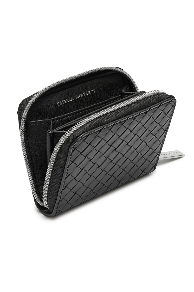 Black Weave Zip Around Purse EBP5394 - Stylish Crossbody Bag for Women, Perfect for Work, Travel & Everyday Use