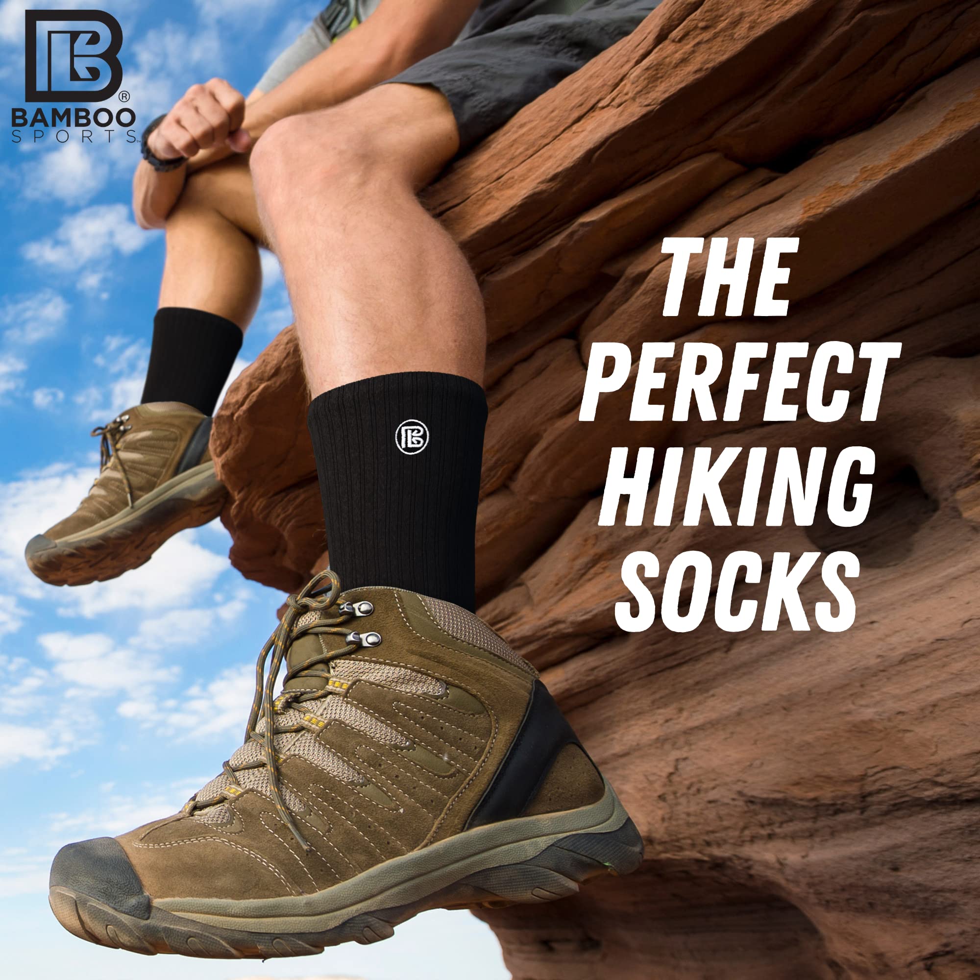 Premium Bamboo Crew Work Socks for Men & Women - Moisture Wicking, Odor Resistant, Breathable & Comfortable - Ideal for Sports, Hiking, Running & Daily Wear