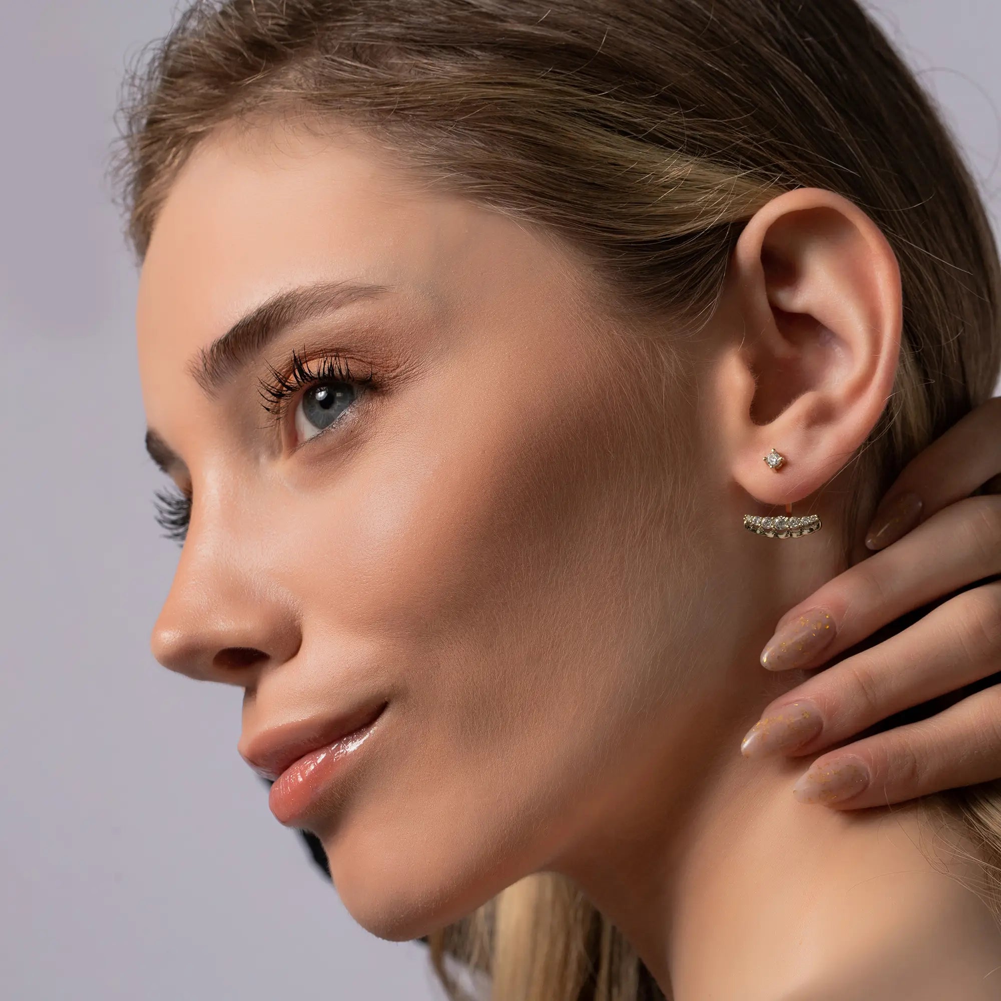 British Style Ear Jacket Earrings for Women - Elegant & Trendy Stud Back Earrings for Parties, Weddings & Everyday Wear