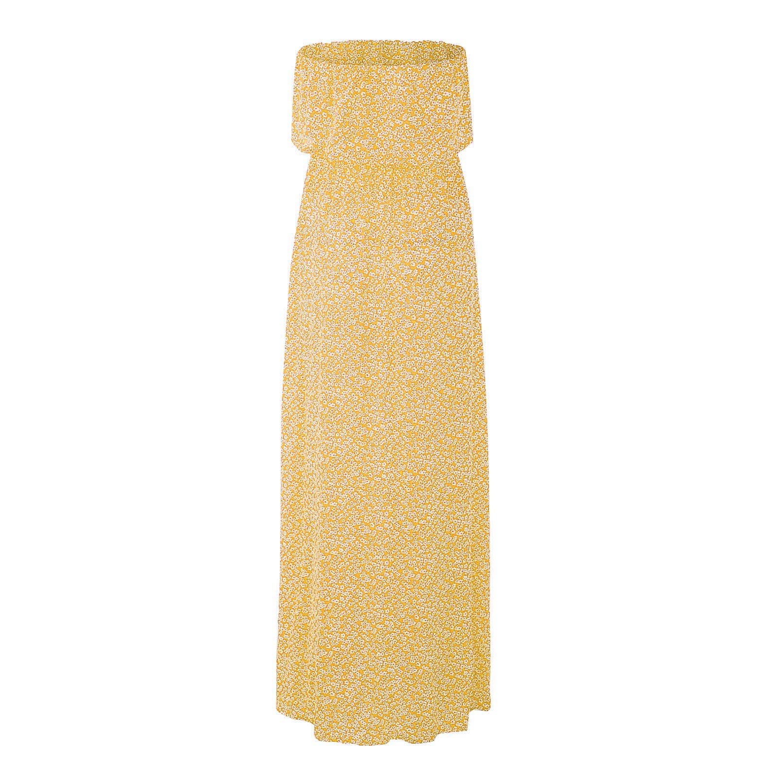 Women's Floral Print Summer Casual Tube Dress - Beach Long Dress with Slit & Loose Flowy Design for Vacation, Party & Outdoor Activities