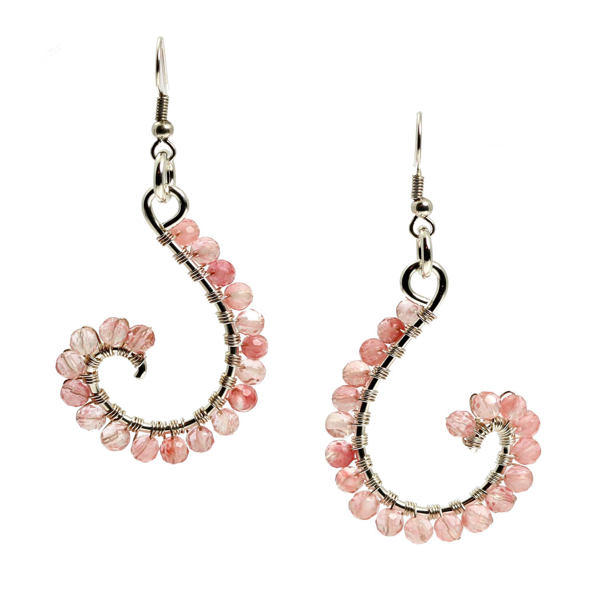 Rose Quartz Wire Wrapped Sterling Silver Earrings - Handmade Boho Dangle Earrings for Women - Perfect for Yoga, Meditation & Spiritual Healing Jewelry