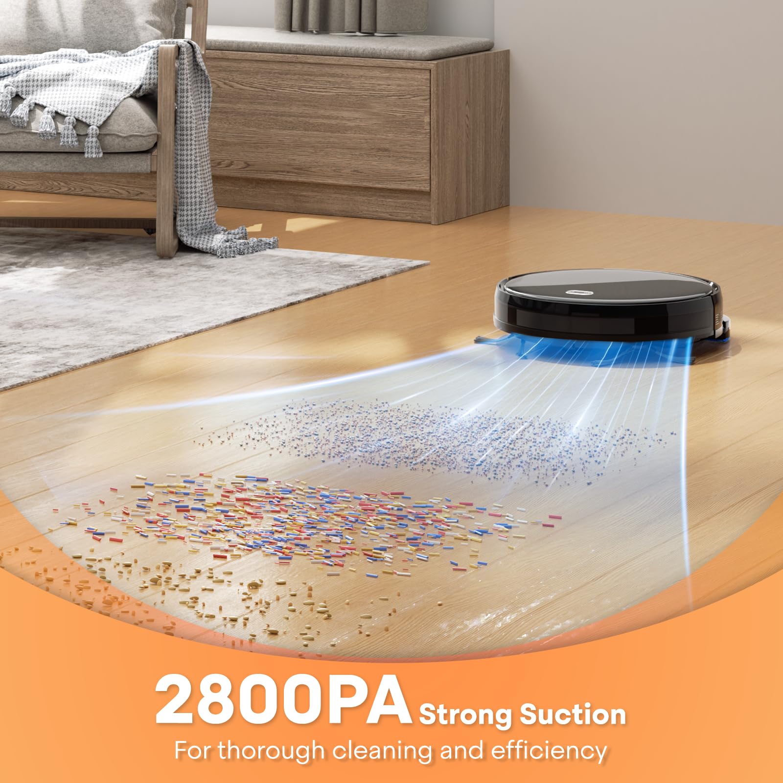 Smart Robot Vacuum Cleaner with Remote Control - 30W Self-Charging, 500ml Dustbin & 150ml Water Tank - Auto Cleaning for Hardwood Floors & Carpets - Quiet Operation with Dry Mop Function - Perfect for Pet Hair & Daily Home Cleaning