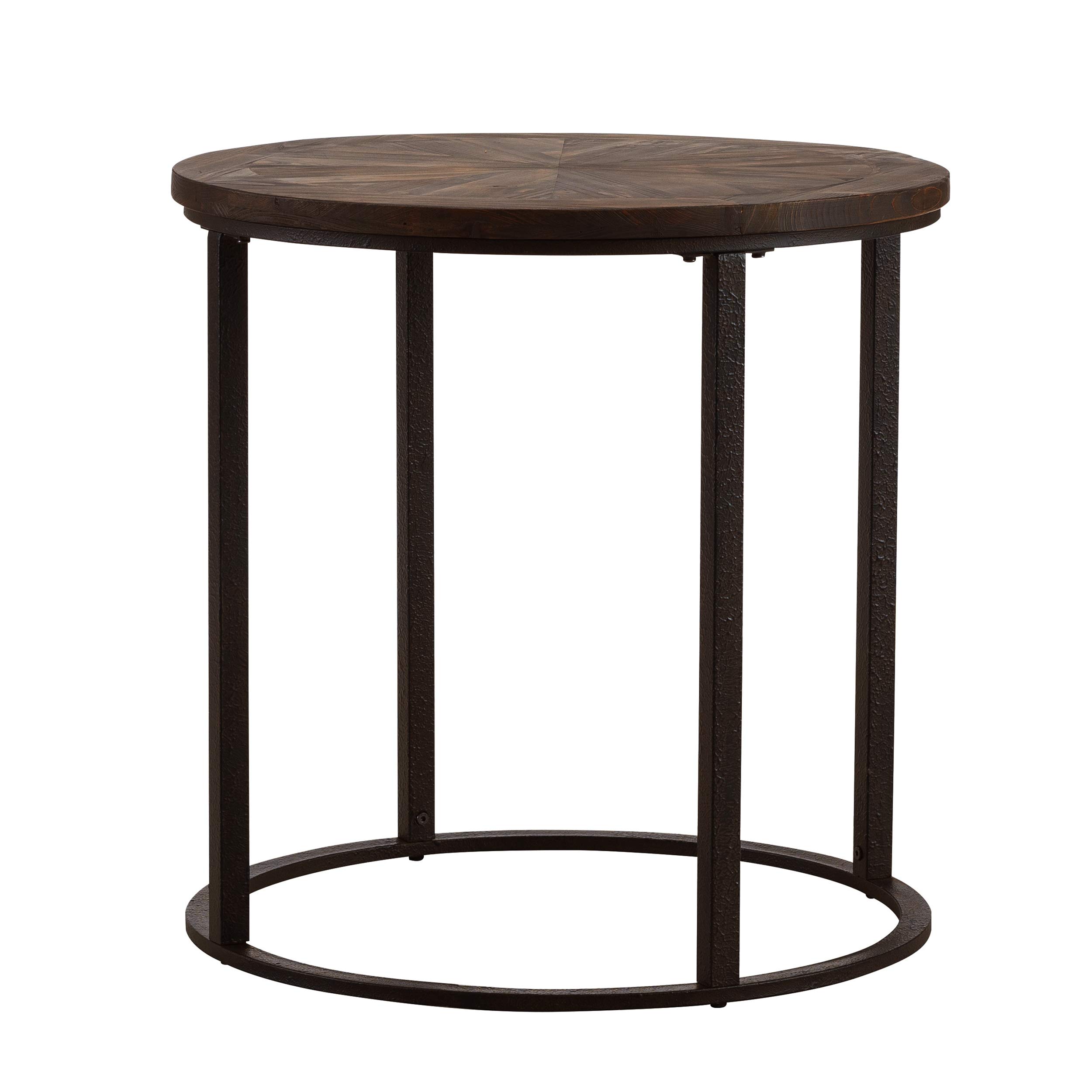SEI Furniture Landsmill Round Industrial End Table - Natural Wood Finish, Side Table for Living Room, Bedroom, or Office - Perfect for Coffee, Books, and Decor