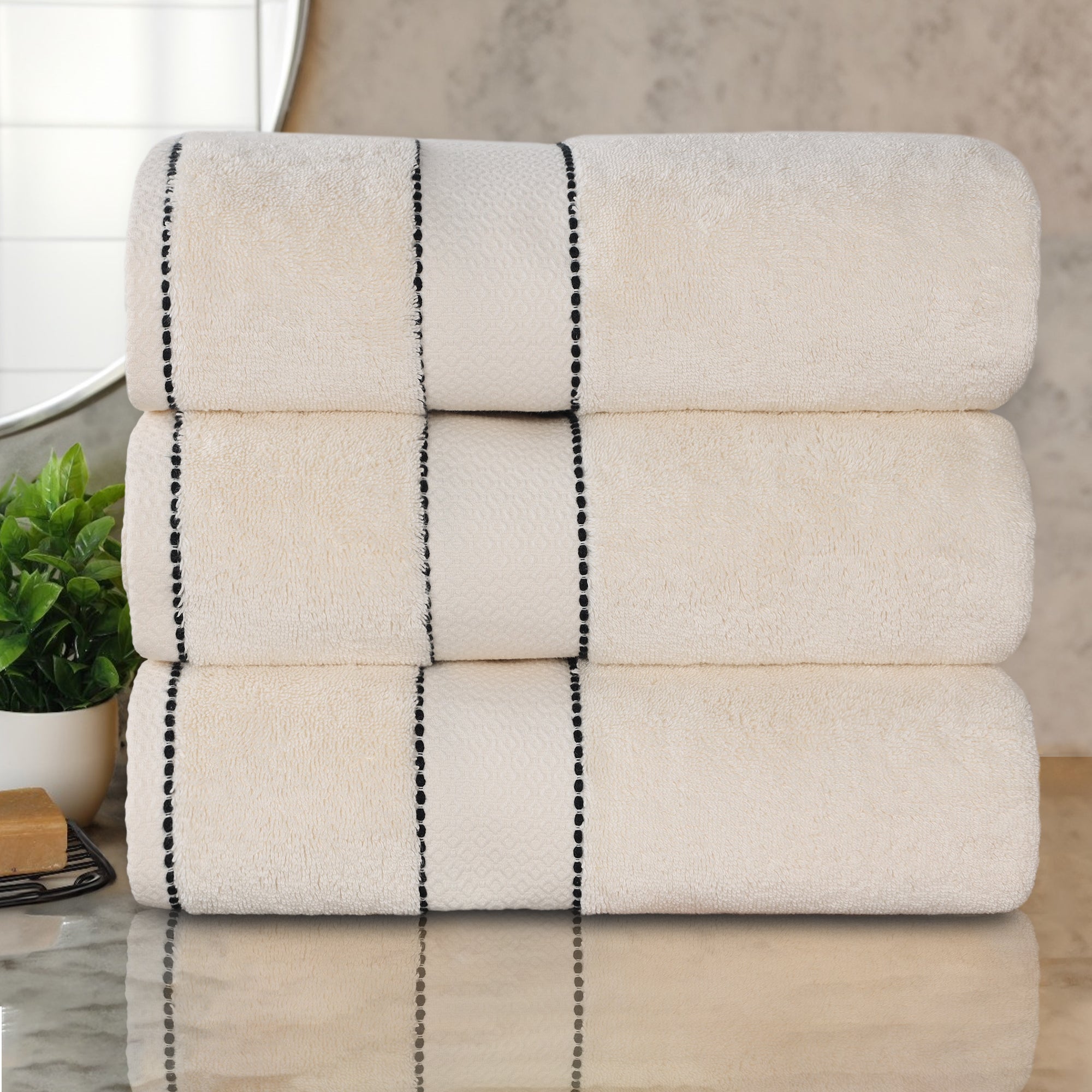 Premium Egyptian Giza Cotton Bath Towel Set of 3 - Ultra Soft & Highly Absorbent - Luxury Spa & Bathroom Essentials for Home & Hotel Use