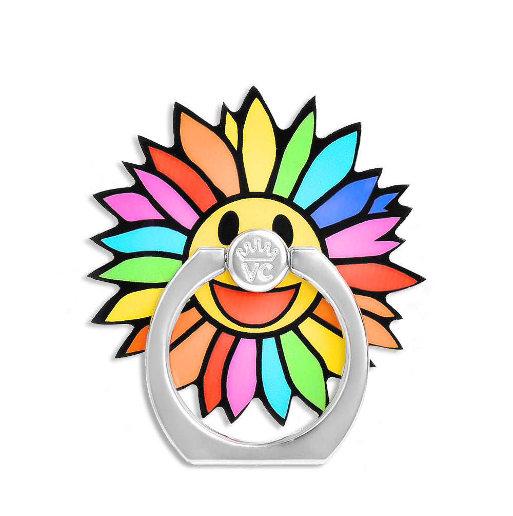 Rainbow Smiley Phone Ring Holder - Cute & Colorful Grip Stand for Smartphones - Perfect for Selfies, Videos, and Hands-Free Use