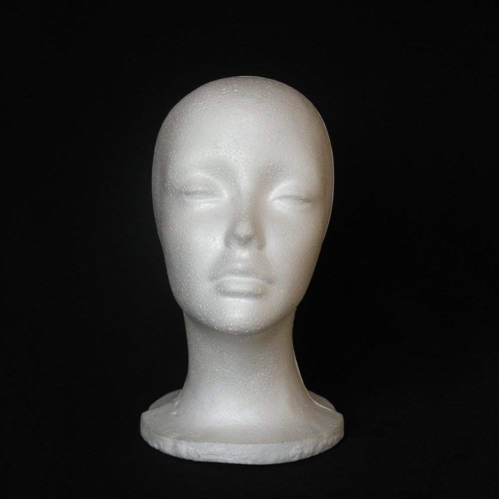 Premium Female Foam Mannequin Head - Wig Display Holder for Hair Styling, Hat & Jewelry Showcase | Durable Salon & Beauty Shop Display for Stylists & Retail Stores